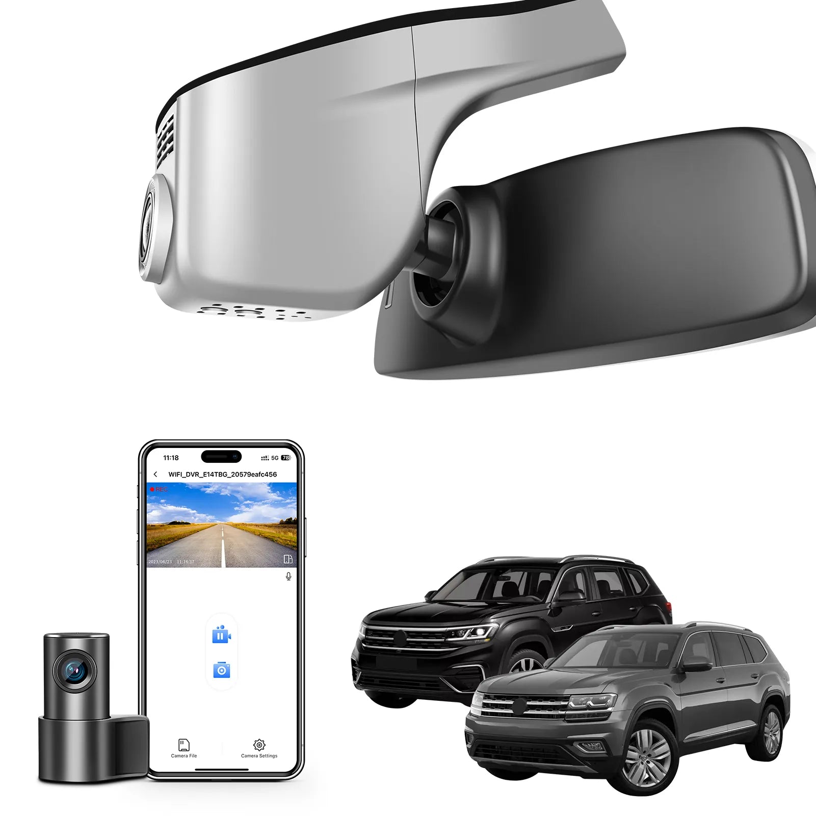 Mangoal 4K Front & 2K Rear 2 Channel HDR Dash Cam, Dual STARVIS 2 IMX678 IMX675, Custom Fit for Volkswagen Atlas 2018-2026 & Atlas Cross Sport 2020-2026 (Model A Gray)