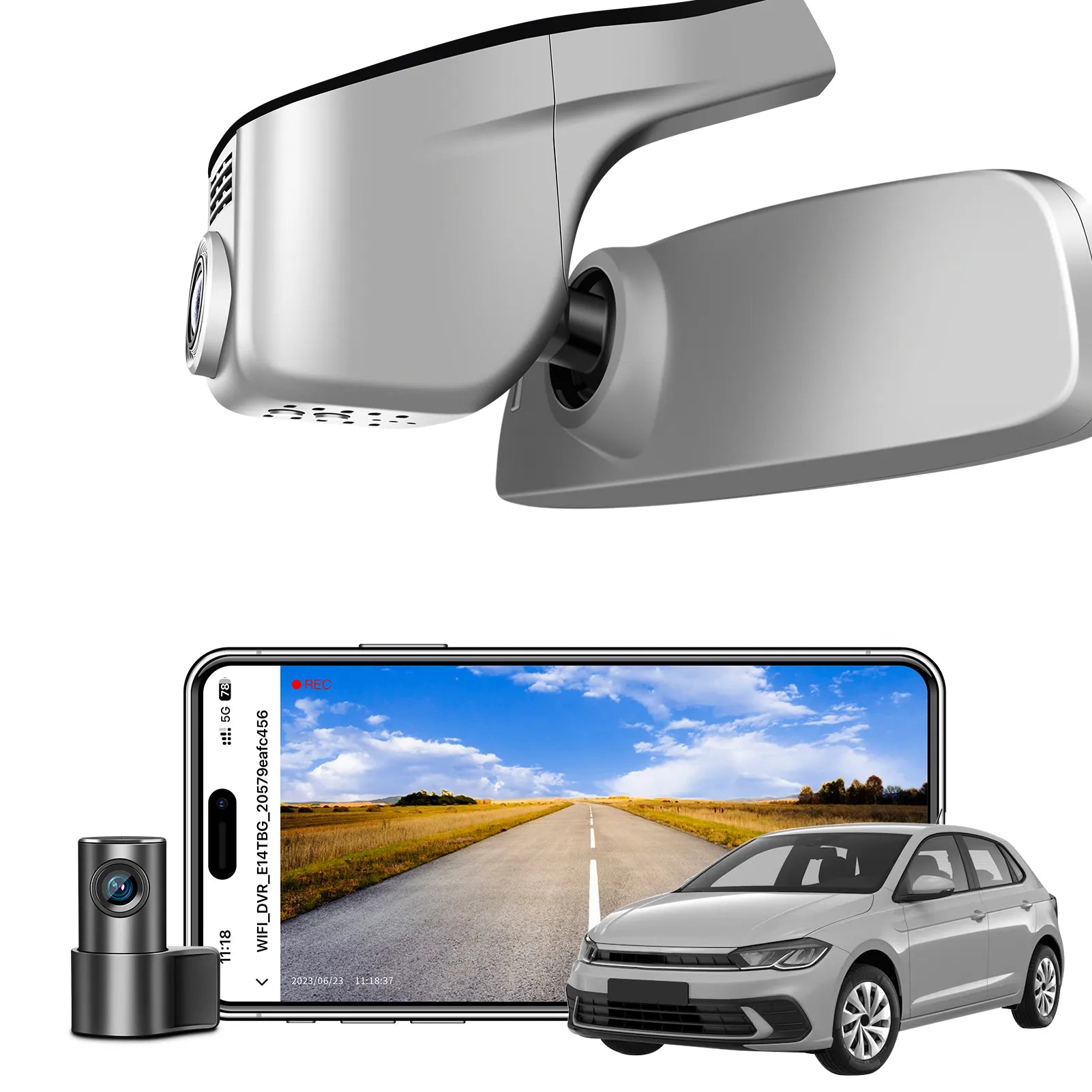Mangoal 4K Front & 2K Rear 2 Channel HDR Dash Cam, Dual STARVIS 2 IMX678 IMX675, Custom Fit for VolksWagen Polo 2018-2024 (Model A Gray)
