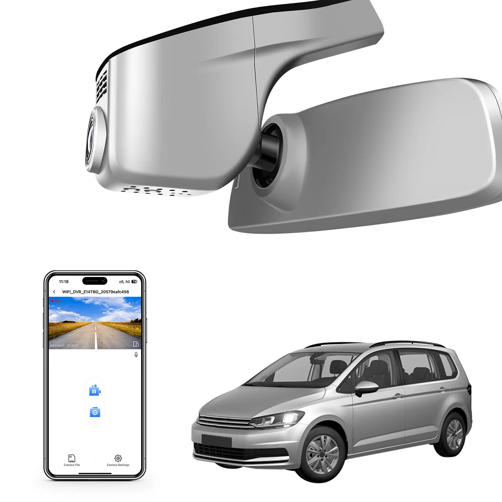 Mangoal 4K Dash Cam for Volkswagen Touran 2016 2017 2018 2019 2020 2021 2022 2024 (Model A Gray)