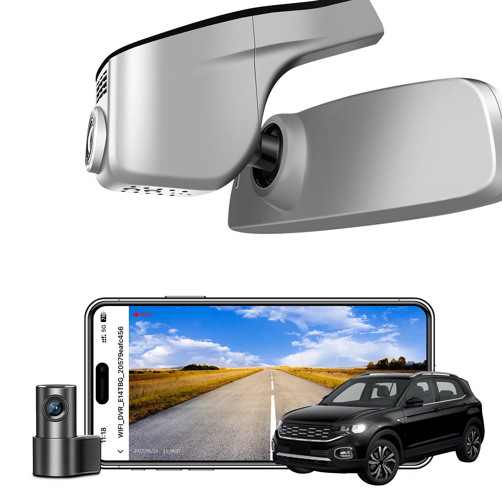 Mangoal 4K Front & 2K Rear 2 Channel HDR Dash Cam, Dual STARVIS 2 IMX678 IMX675, Custom Fit for VolksWagen T-Cross 2020-2024 (Model A Gray)