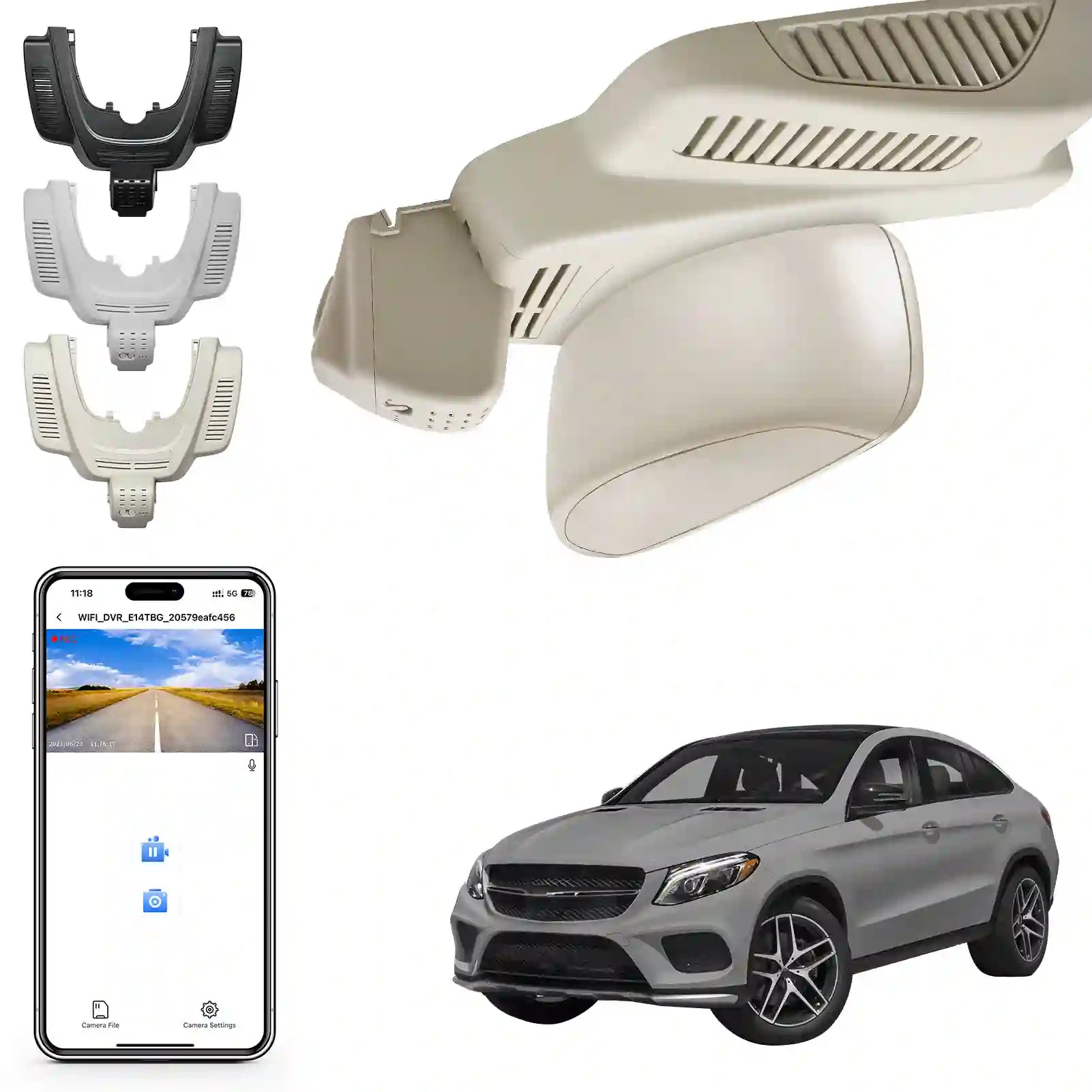 Mangoal 4K Dash Cam for Mercedes-Benz GLE (W166/C292) 2016-2019 & GLS(X166) 2017-2019 (Model A Beige)