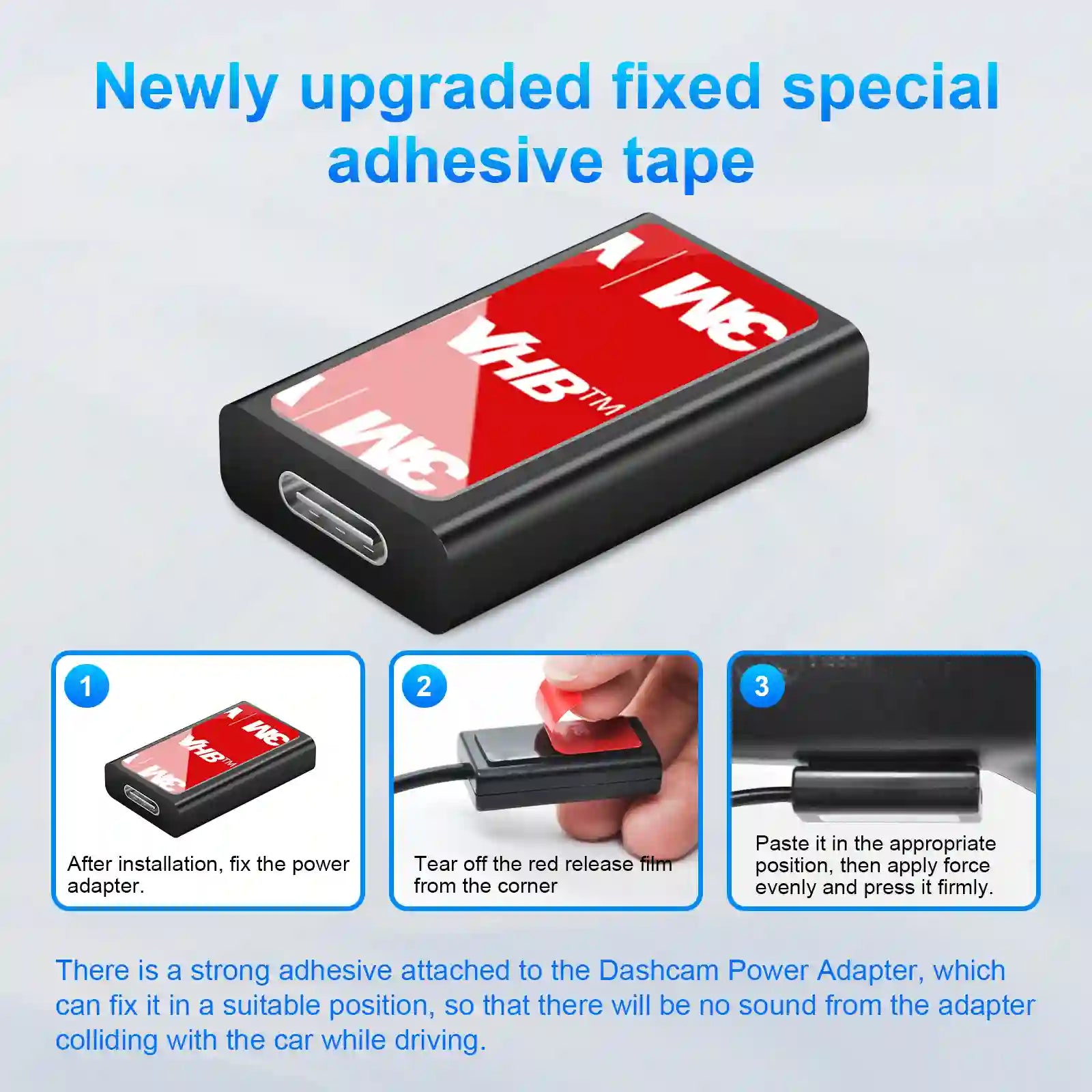 Chevy GM dashcamera 3M VHB fixed with adhesive tape  