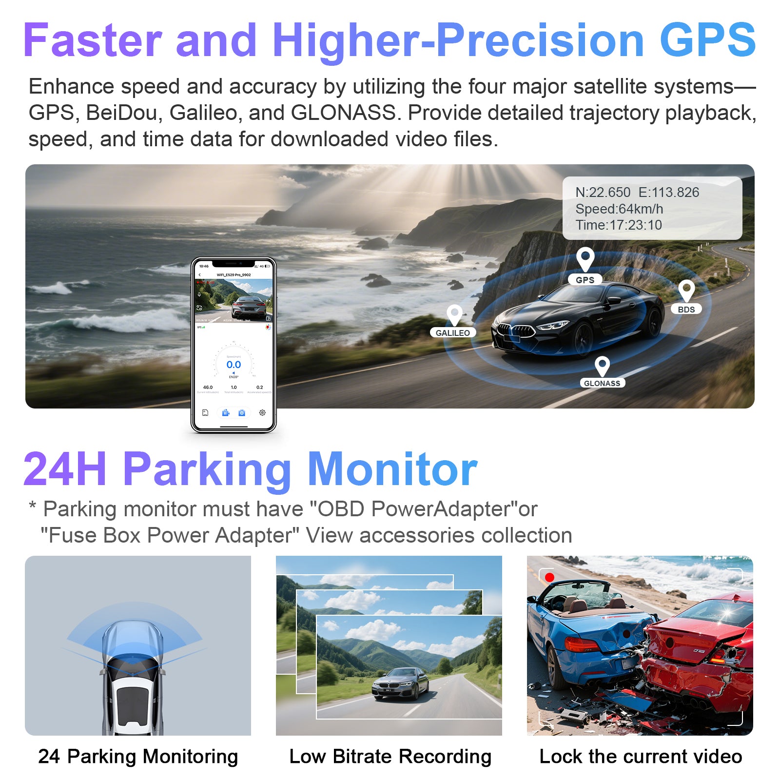 Mangoal Front 4K & Rear 2K HDR Dash Cam, Dual STARVIS 2, for Ford Mustang Gen7 2024-2026(Model C)