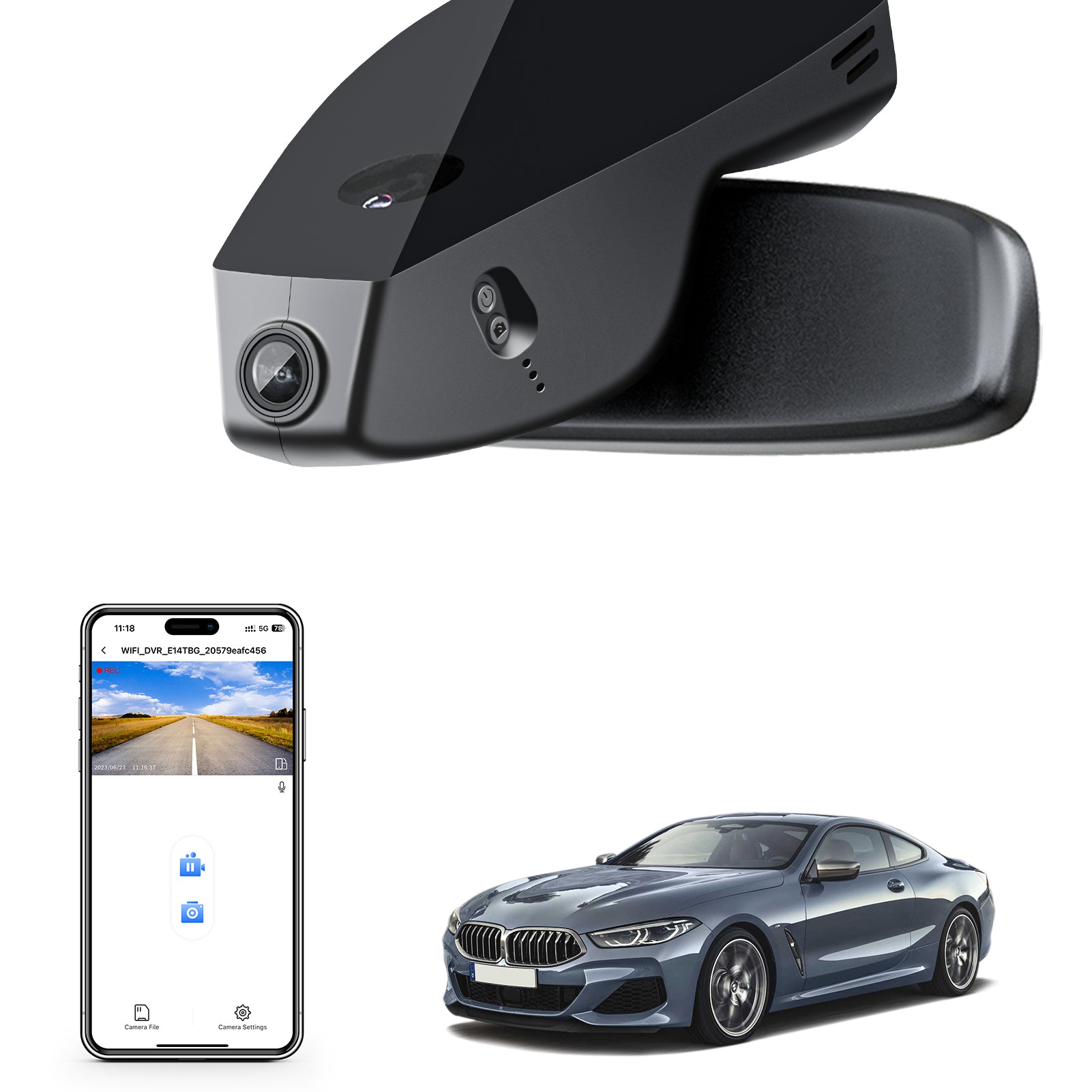 Front 4K & Rear 1080p Dash Cam for BMW 8 Series