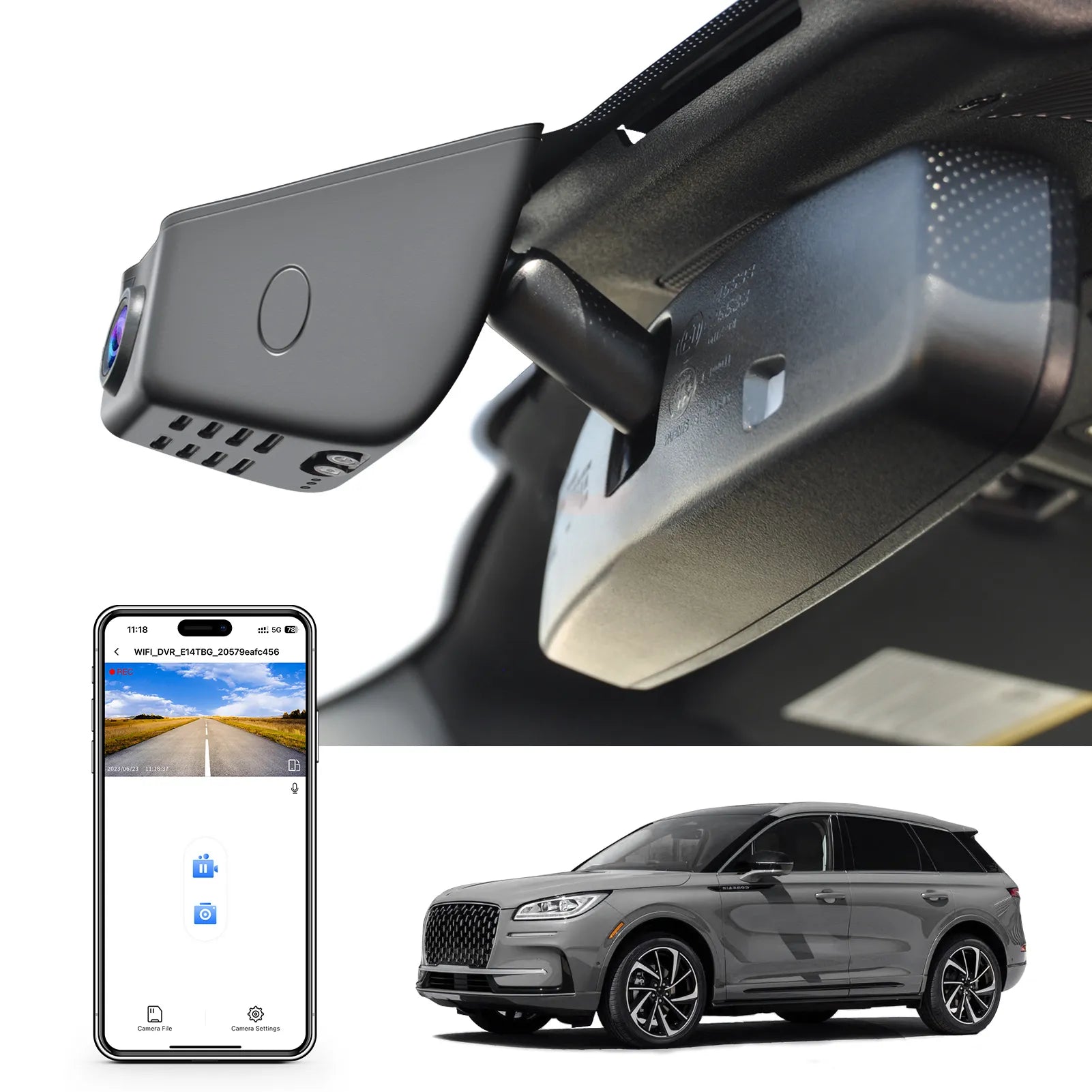 Mangoal STARVIS 2 Front 4K HDR Dash Cam IMX678, for Ford Lincoln Corsair 2023 2024 2025 2026, 5G WiFi, GPS, 64GB