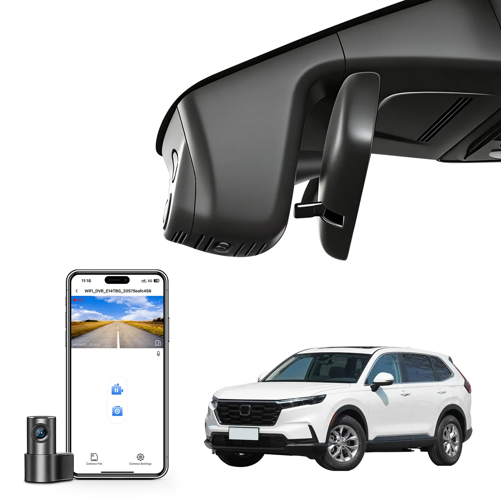 Mangoal Front 4K & Rear 1080p Dash Cam for Honda Gen6 CR-V & CR-V Hybrid 2023-2026(Black)(Model B), 128GB Card