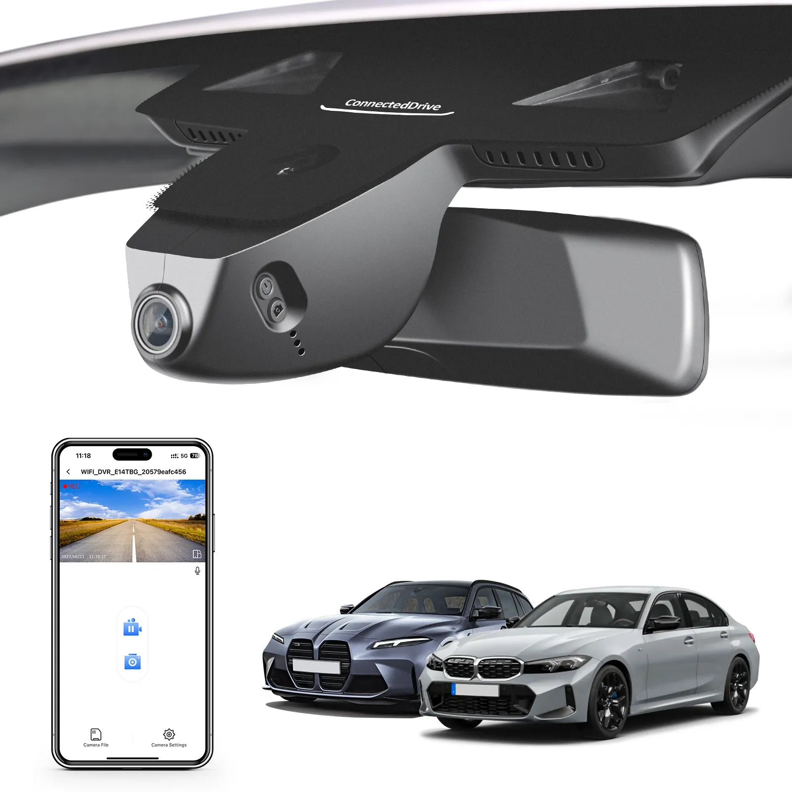Mangoal STARVIS 2 Front 4K HDR Dash Cam IMX678, Custom Fit for BMW 3-Series Gen7 G20 G21 G28 2020-2026 Select 2019 M3 G80 G81(Model D)