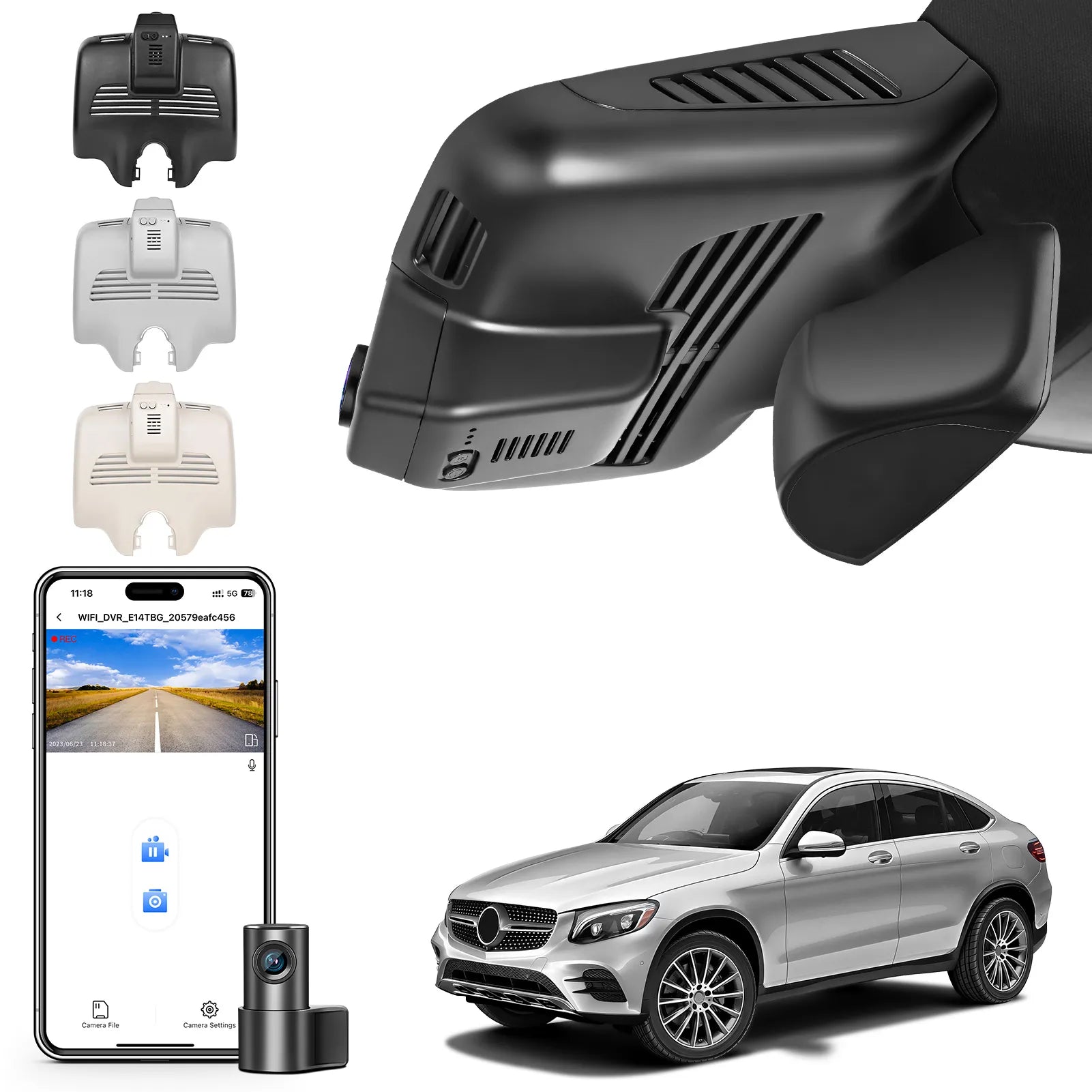 Mangoal Front 4K and Rear 1080P Dash Cam for Mercedes-Benz GLC Gen1 X253/C253 2016-2020(Model B Black)
