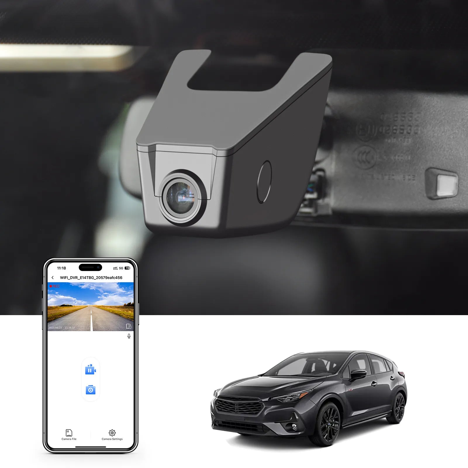 Mangoal Front 4K HDR Dash Cam STARVIS 2 IMX678, Custom Fit for Subaru Impreza 2017-2023 (Model A), Base Limited Premium RS Sport etc, 5GHz WiFi, GPS, 64GB Card