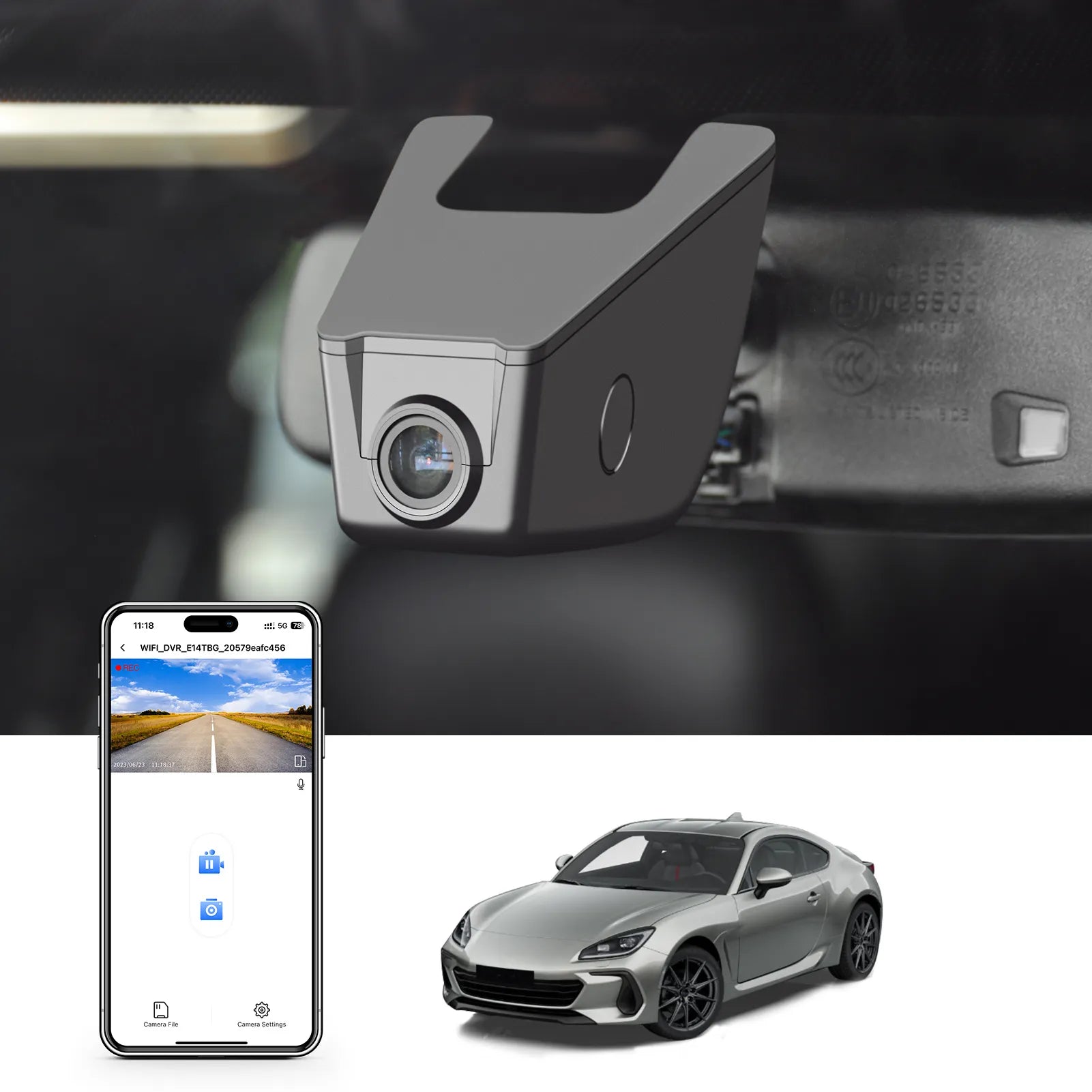 Mangoal Front 4K HDR Dash Cam STARVIS 2 IMX678, Custom Fit for Subaru BRZ 2013+, Limited Premium Series Blue Series Hyper Blue Series Yellow ts etc, 5GHz WiFi, GPS, 64GB Card