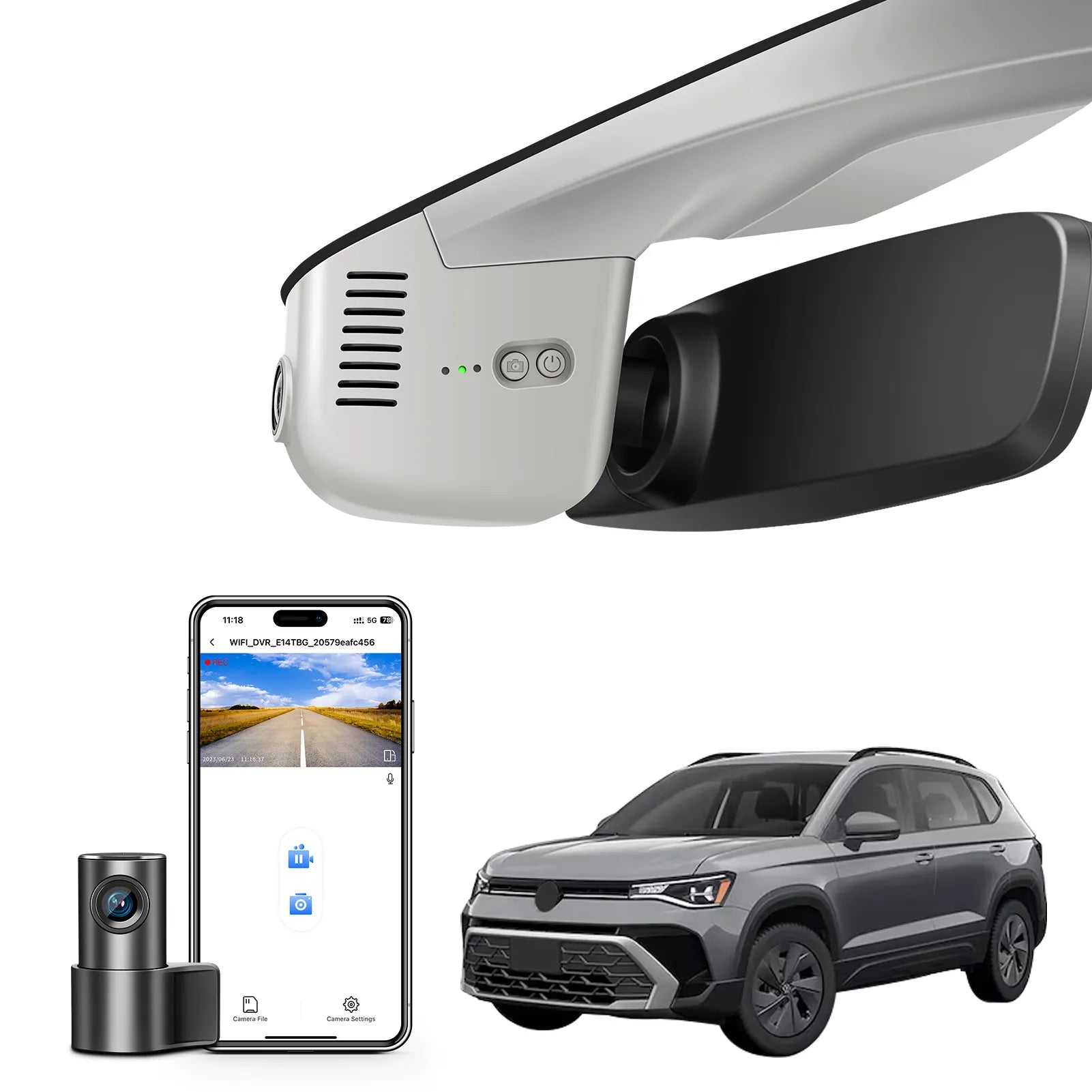 Mangoal 4K Front & 2K Rear 2 Channel HDR Dash Cam, Dual STARVIS 2 IMX678 IMX675, Custom Fit for Volkswagen Taos 2022-2025 S SE SEL(Model B Gray)