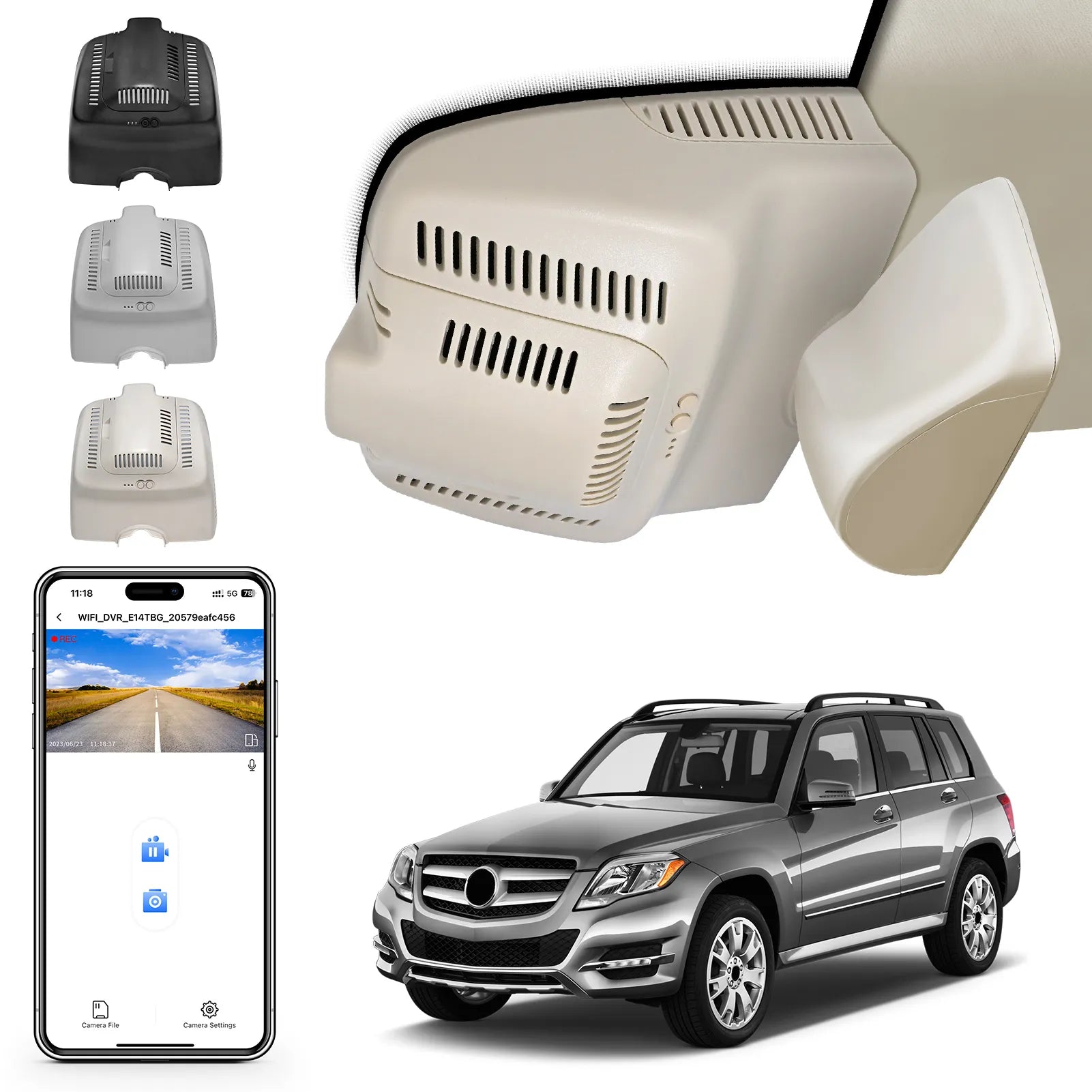 Mangoal 4K Front & 2K Rear 2 Channel HDR Dash Cam, Dual STARVIS 2 IMX678 IMX675 for Mercedes-Benz GLK X204 2010-2015(Model B Beige)