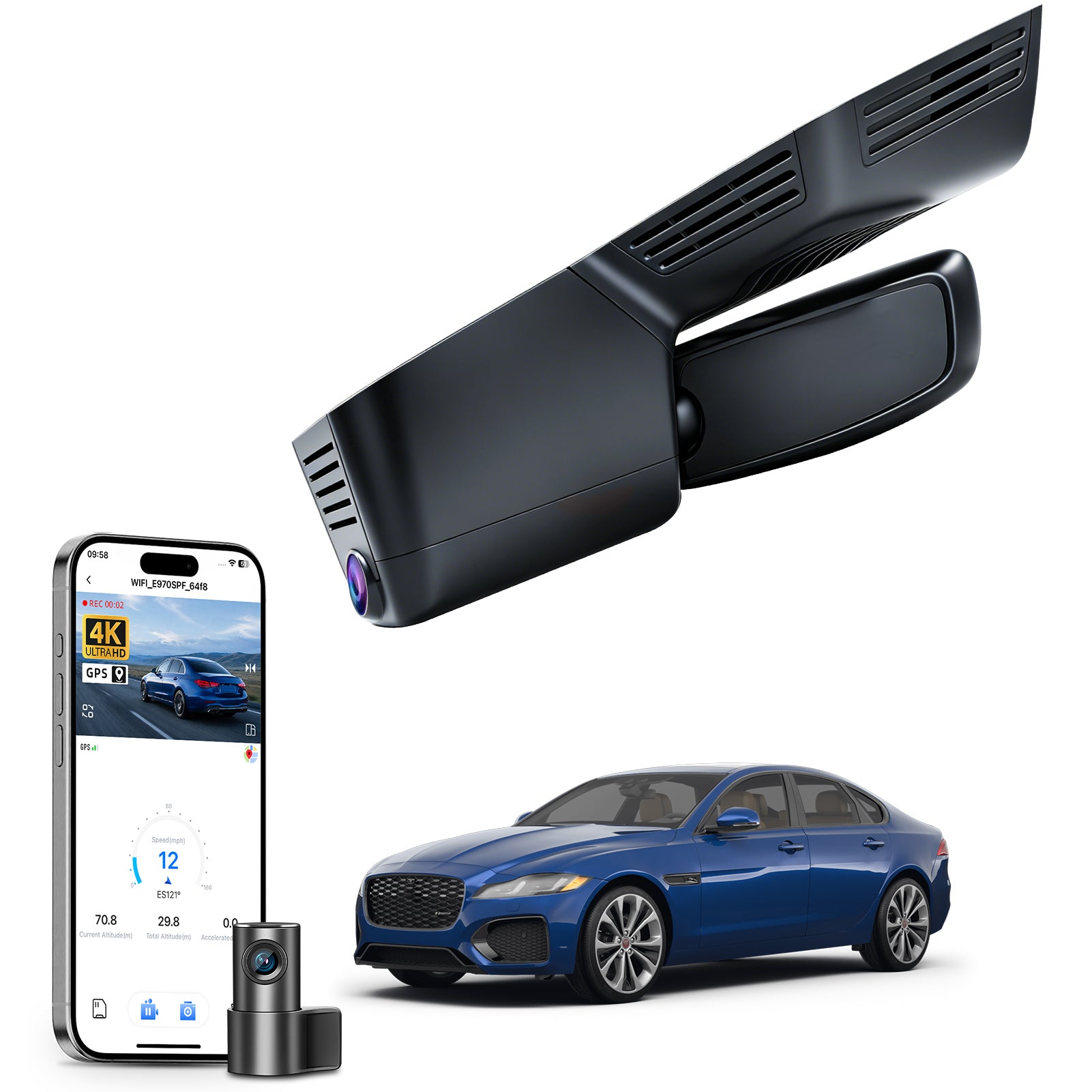 Mangoal Front 4K & Rear 2K HDR Dash Cam, Dual STARVIS 2 for Jaguar XE XEL X760 2022-2024(Model B)
