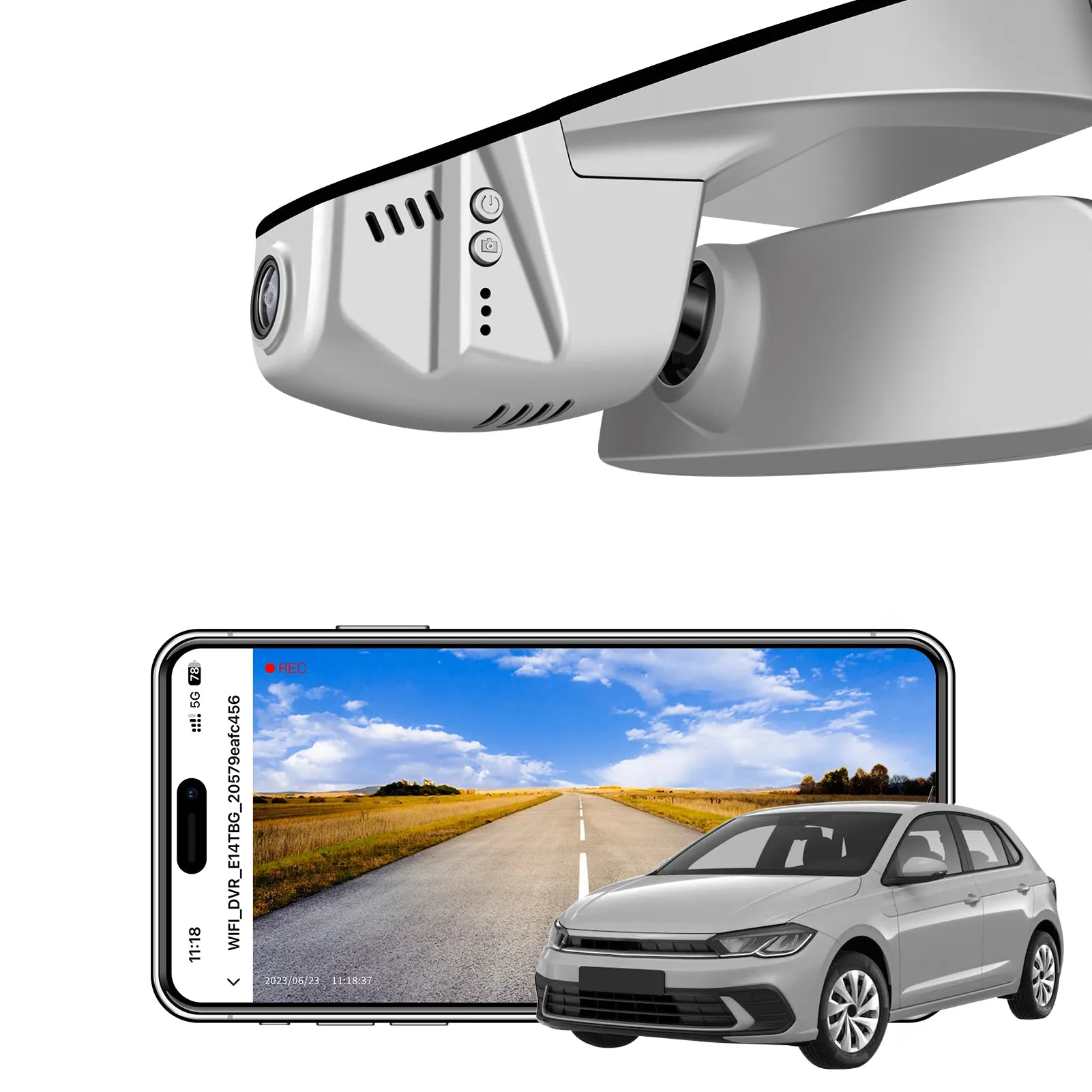 Mangoal Front 4K HDR Dash Cam STARVIS 2 IMX678, Custom Fit  for VolksWagen Polo 2018-2024(Model B Gray)