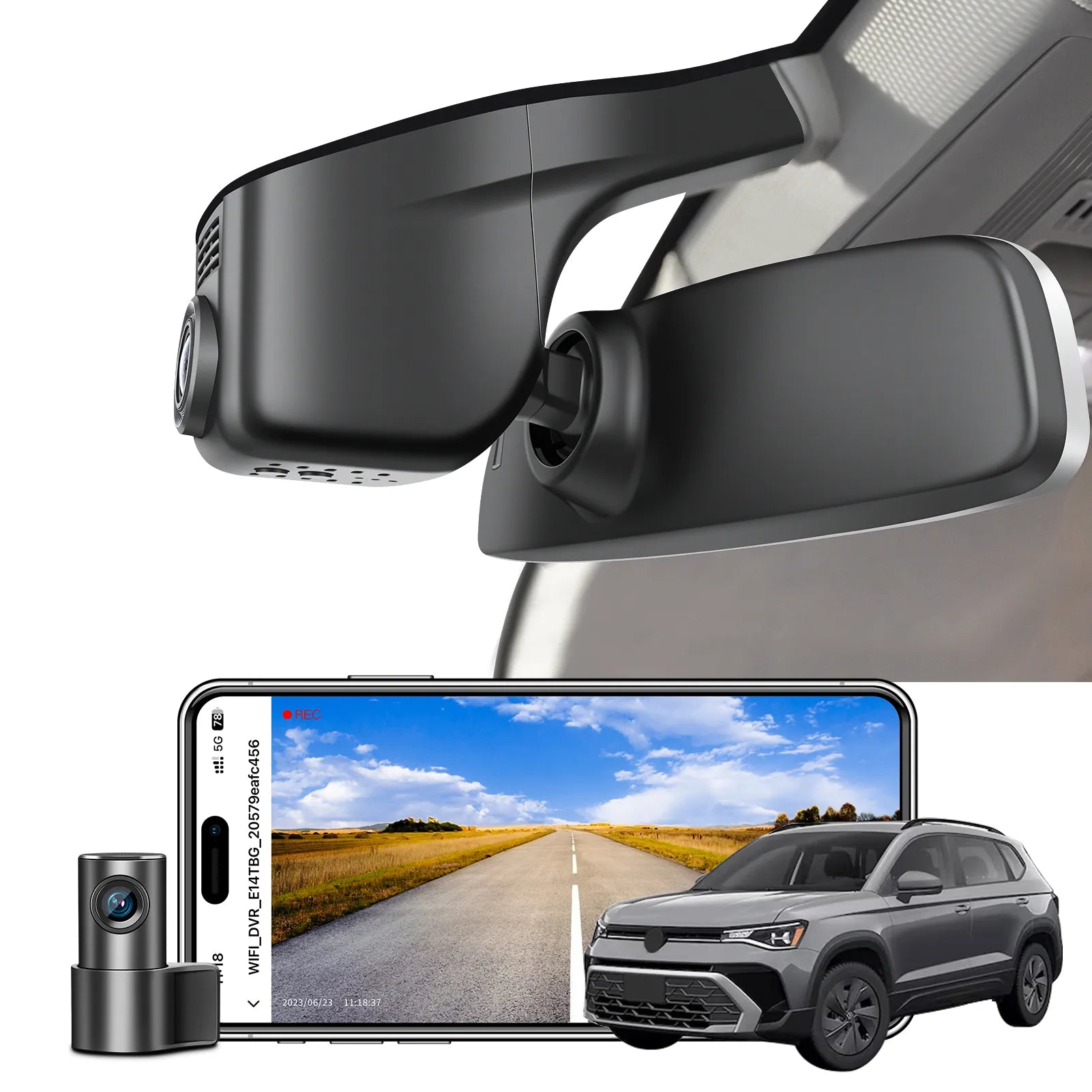 Mangoal 4K Front & 2K Rear 2 Channel HDR Dash Cam, Dual STARVIS 2 IMX678 IMX675, Custom Fit for Volkswagen Taos 2022-2025 S SE SEL(Model A Black)