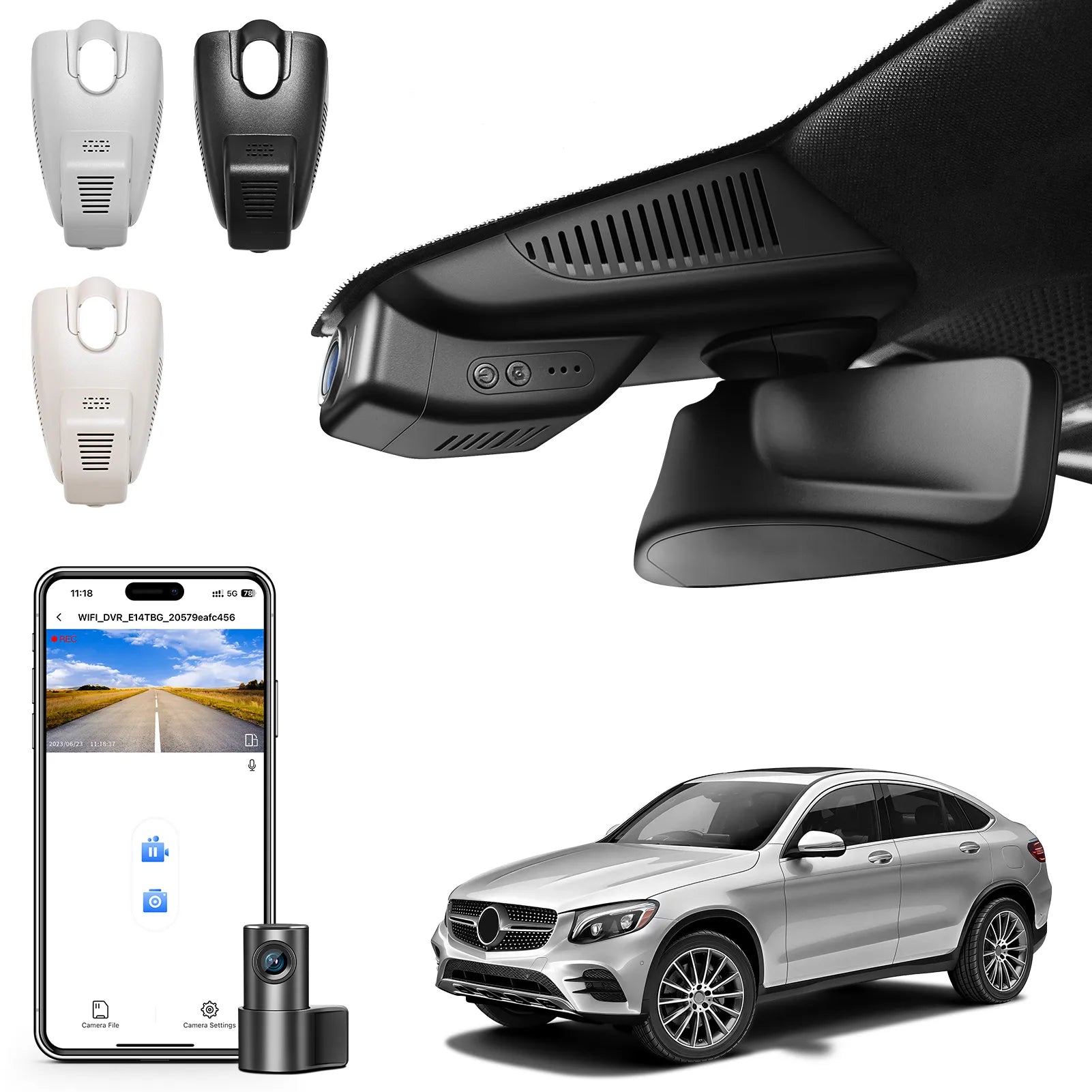 Mangoal Front 4K and Rear 1080P Dash Cam for Mercedes-Benz GLC Gen1 X253/C253 2016-2020(Model A Black)