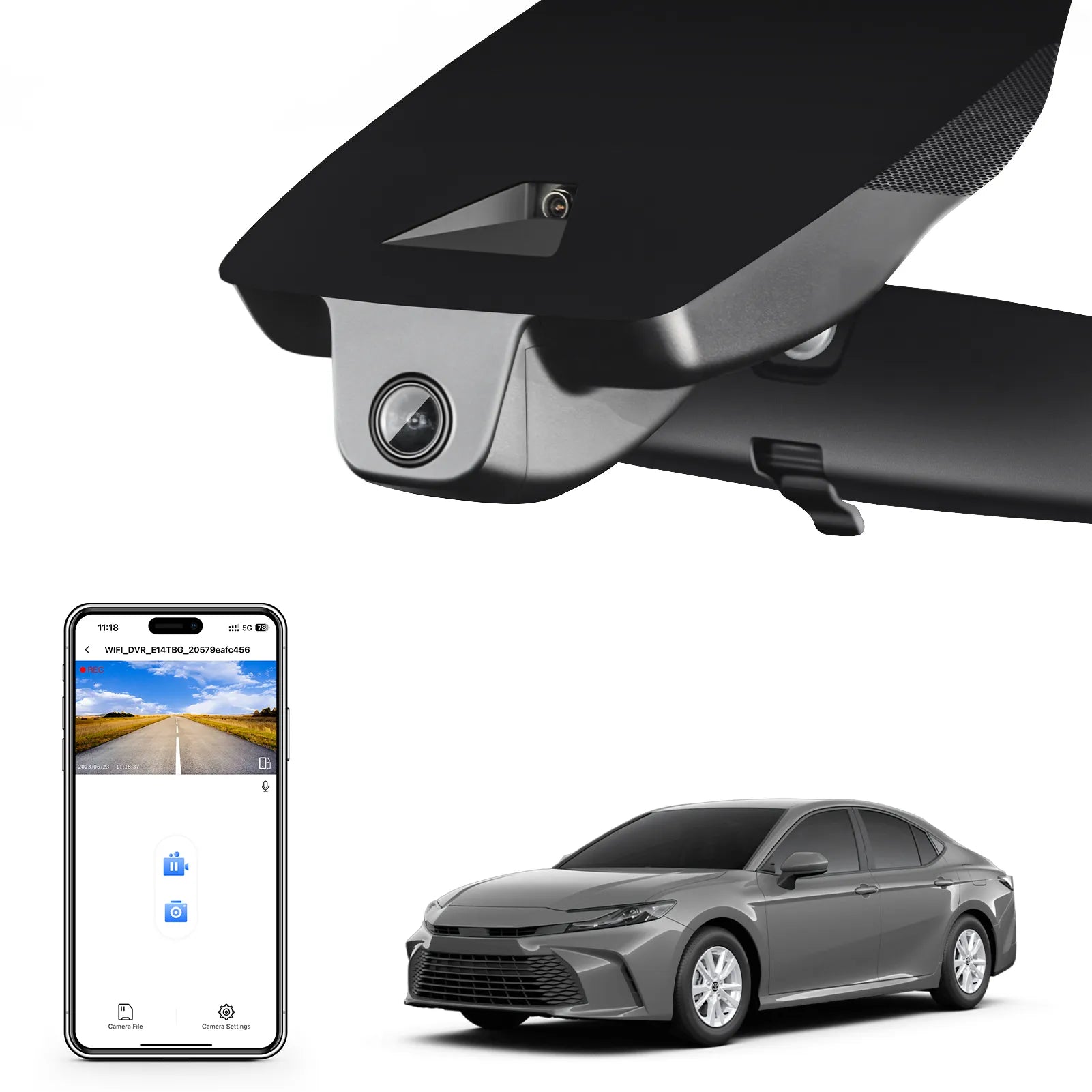 4K Front & 2K Rear 2 Channel HDR Dash Cam, Dual STARVIS 2 IMX678 IMX675, Custom Fit for Toyota Camry & Hybrid 2025 2026 (Model C), LE SE XLE XSE etc, 5GHz WiFi, GPS,128GB Card