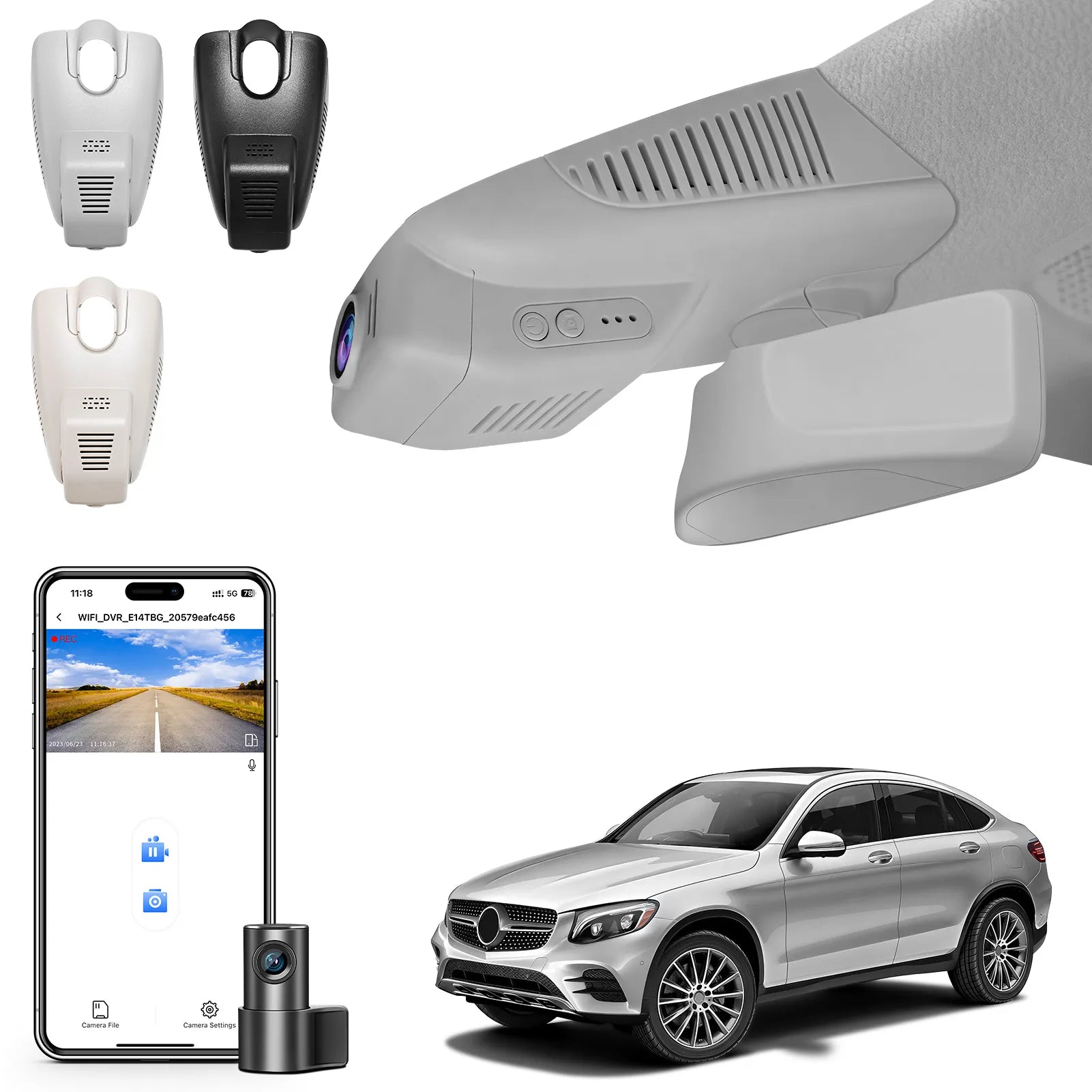 Mangoal 4K Dash Cam for Mercedes-Benz GLC Gen1 X253/C253 2016-2020 (Model A Gray)