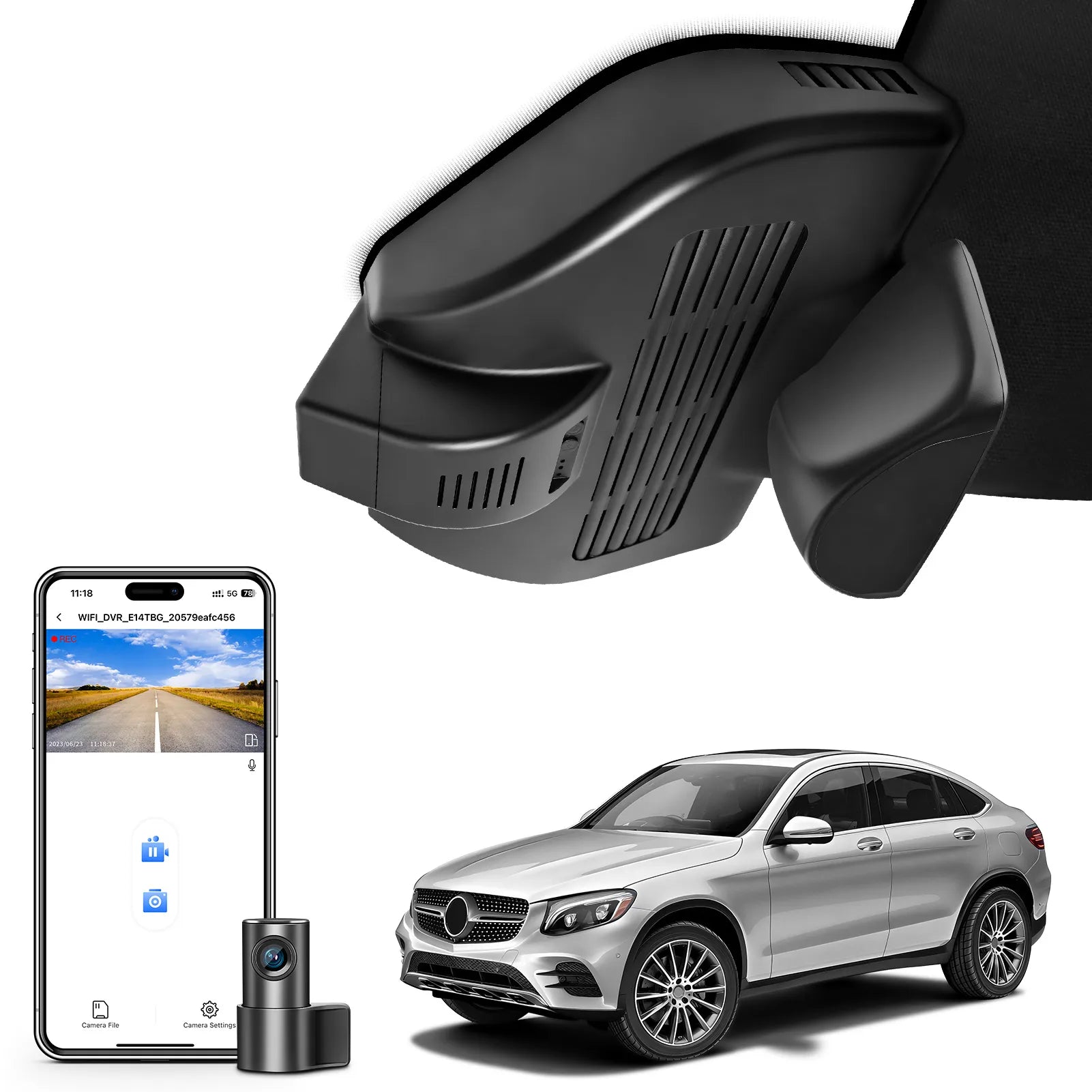 Mangoal Front 4K and Rear 1080P Dash Cam for Mercedes-Benz GLC Gen1 X253/C253 2016-2020(Model E Black)