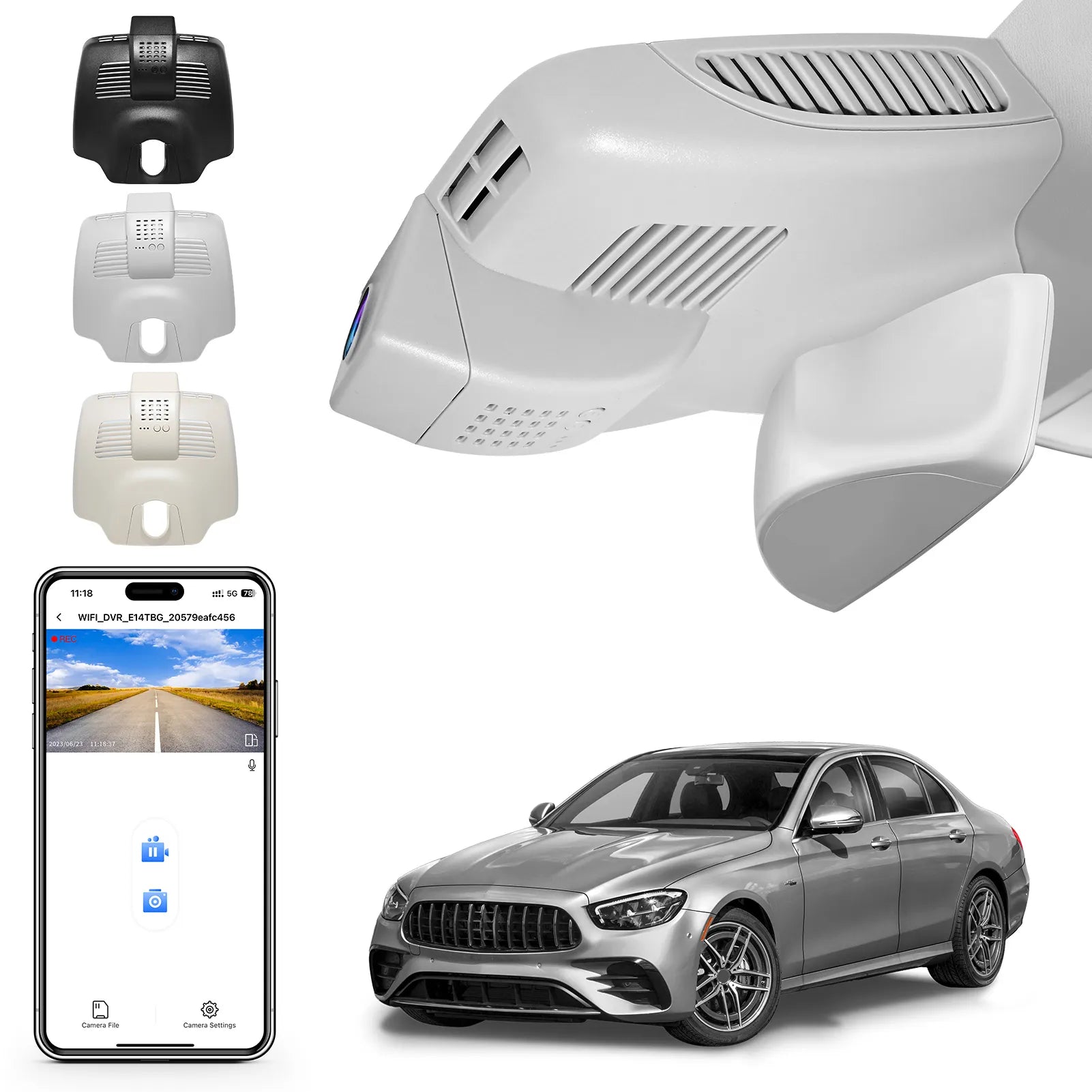 Mangoal Front 4K HDR Dash Cam STARVIS 2 IMX678, Custom for Mercedes-Benz E-Class W213 Gen5 E-Class 2017-2023 & E53 E63 AMG 2018-2024(Model B Gray)