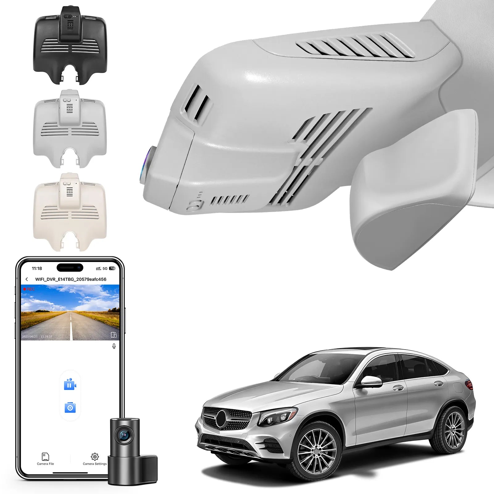 Mangoal Front 4K & 1080P Dash Cam for Mercedes-Benz GLC Gen1 X253/C253 2016-2020 (Model B Gray)