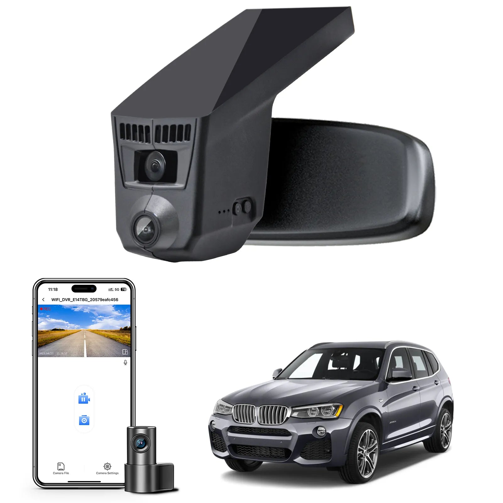 Mangoal 4K Front & 2K Rear 2 Channel HDR Dash Cam, Dual STARVIS 2 IMX678 IMX675, Custom Fit for BMW X3 F25 Gen2 2013-2017(Model C)