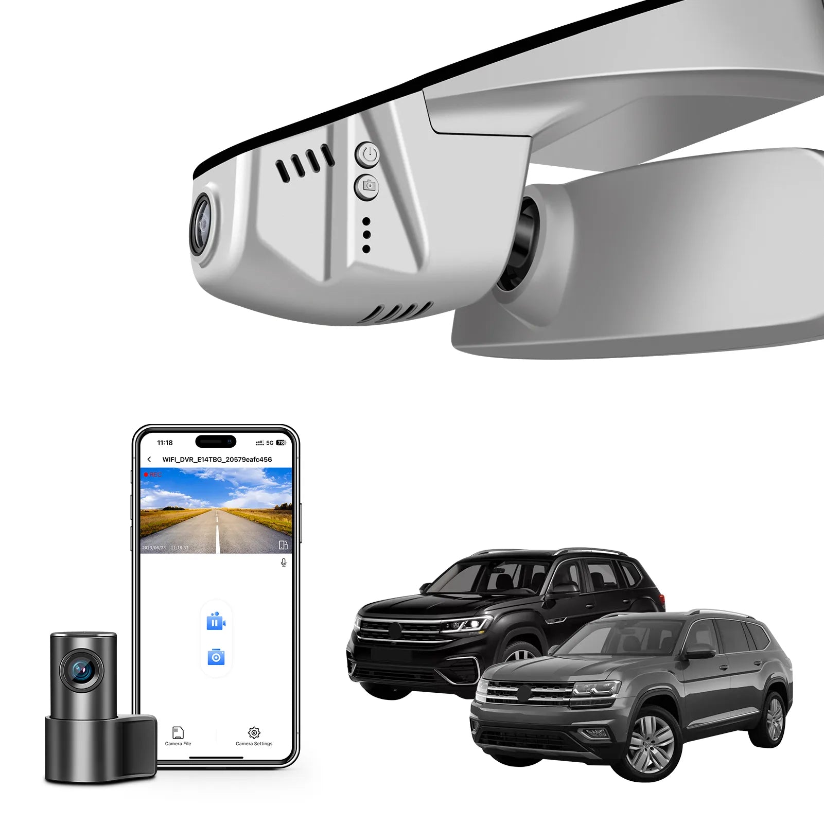 Mangoal 4K Front & 2K Rear 2 Channel HDR Dash Cam, Dual STARVIS 2 IMX678 IMX675, Custom Fit for Volkswagen Atlas 2018-2026 & Atlas Cross Sport 2020-2026 (Model B Gray)