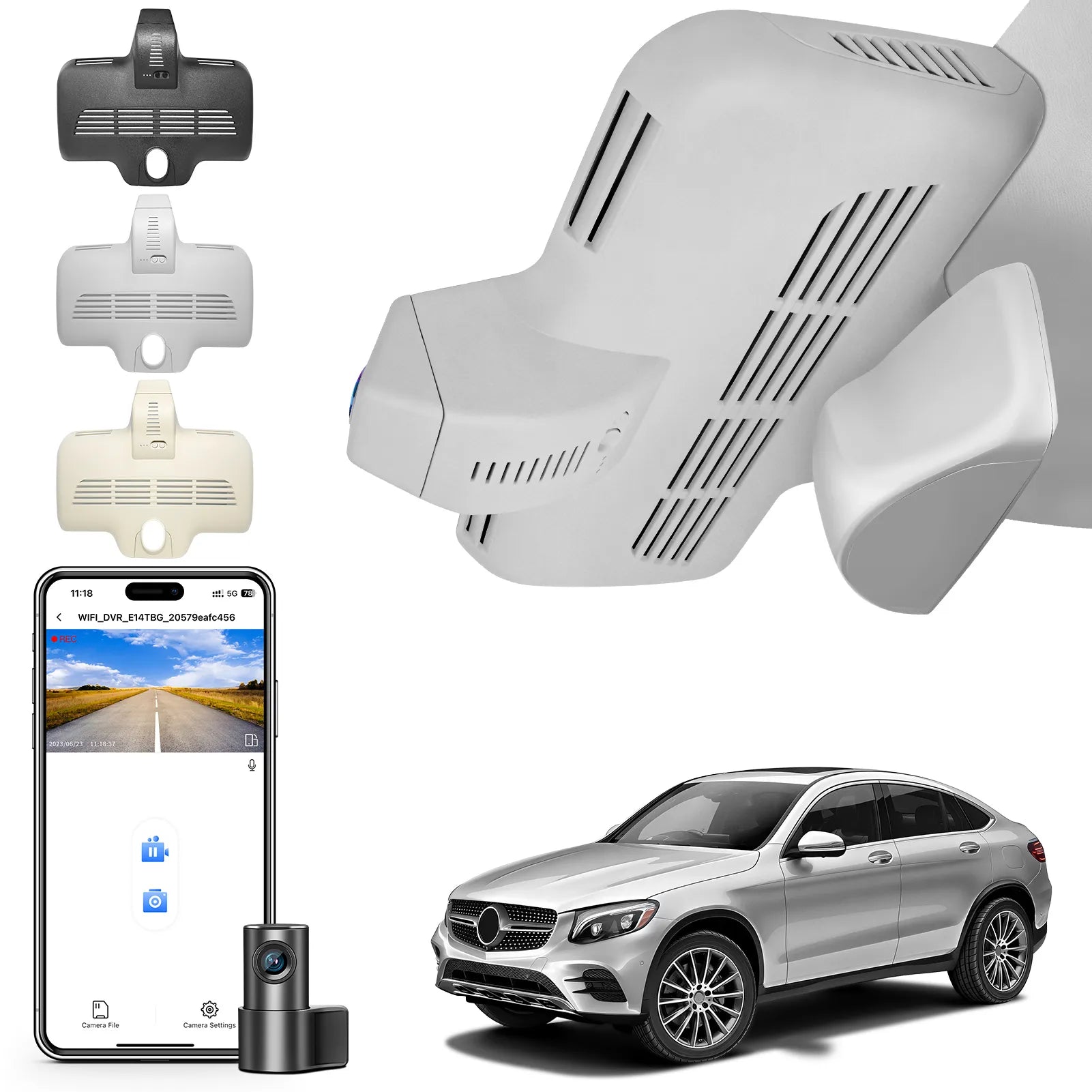 Mangoal Front 4K & 1080P Dash Cam for Mercedes-Benz GLC Gen1 X253/C253 2016-2020 (Model D Gray)
