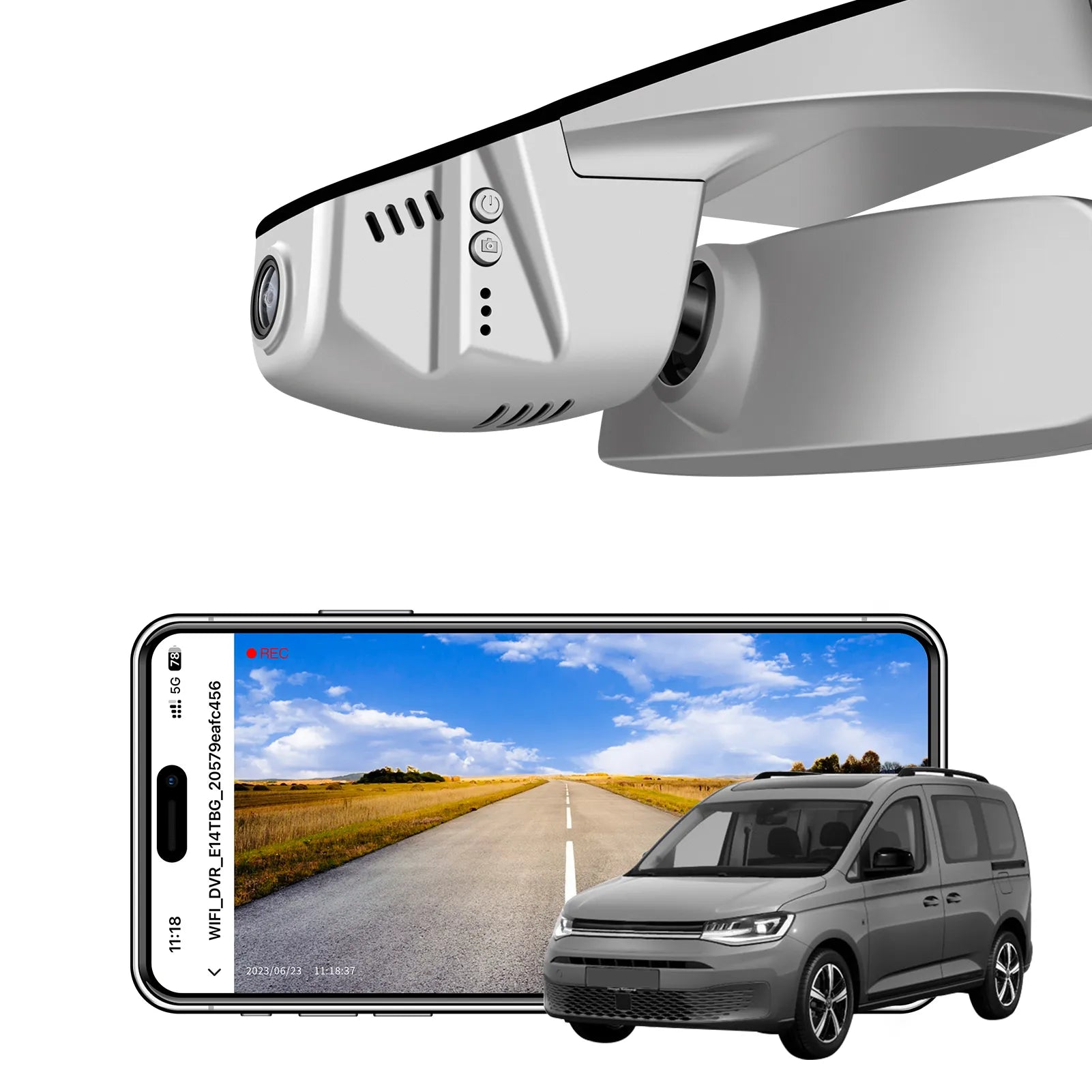 Mangoal Front 4K HDR Dash Cam STARVIS 2 IMX678, Custom Fit for Volkswagen Caddy 2016-2026 (Model B Gray)