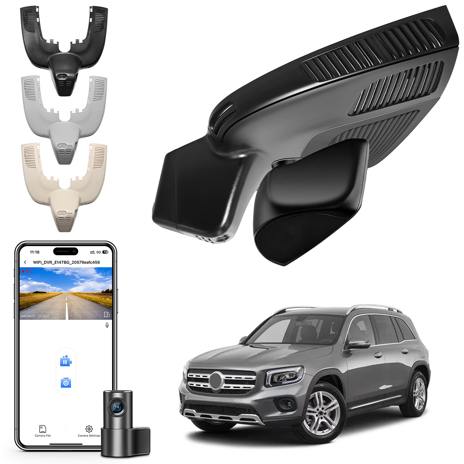 Mangoal Front 4K & 1080P Dash Cam for Mercedes-Benz GLE (W167/C167) 2020-2025 & GLS(X167) 2020-2025 (Model d Black)