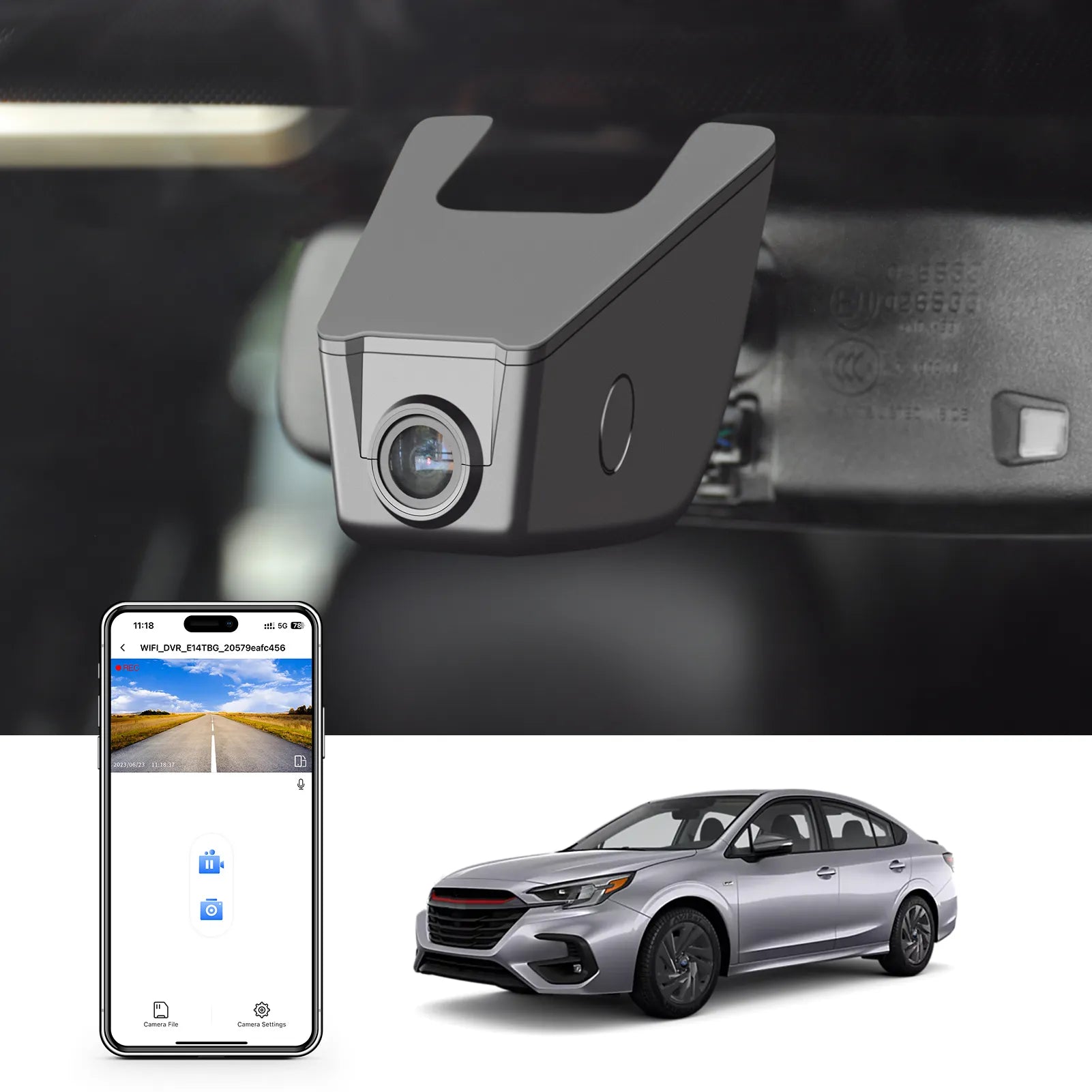 Mangoal Front 4K HDR Dash Cam STARVIS 2 IMX678, Custom Fit for Subaru Legacy 2019 2020 2021 2022 2023 2024 2025, Base Limited Premium Sport Touring XT etc, 5GHz WiFi, GPS, 64GB Card