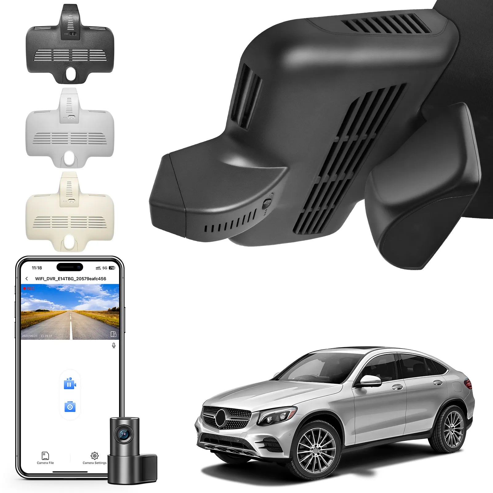 Mangoal Front 4K and Rear 1080P Dash Cam for Mercedes-Benz GLC Gen1 X253/C253 (Model D Black)