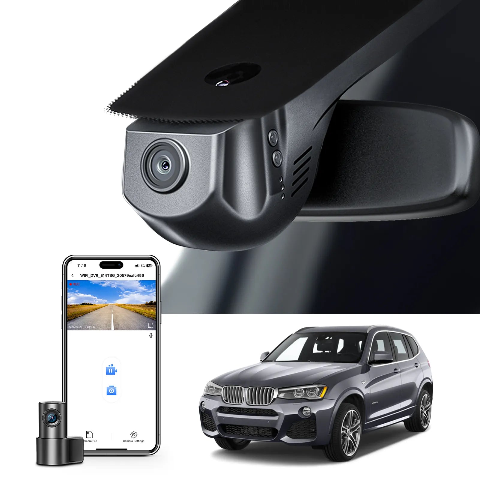 Mangoal 4K Front & 2K Rear 2 Channel HDR Dash Cam, Dual STARVIS 2 IMX678 IMX675, Custom Fit for BMW X3 F25 Gen2 2013-2017(Model A)