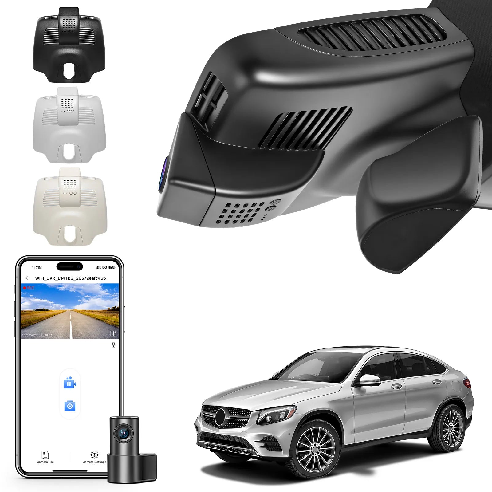 Mangoal Front 4K and Rear 1080P Dash Cam for Mercedes-Benz GLC Gen1 X253/C253 2016-2020(Model C Black)