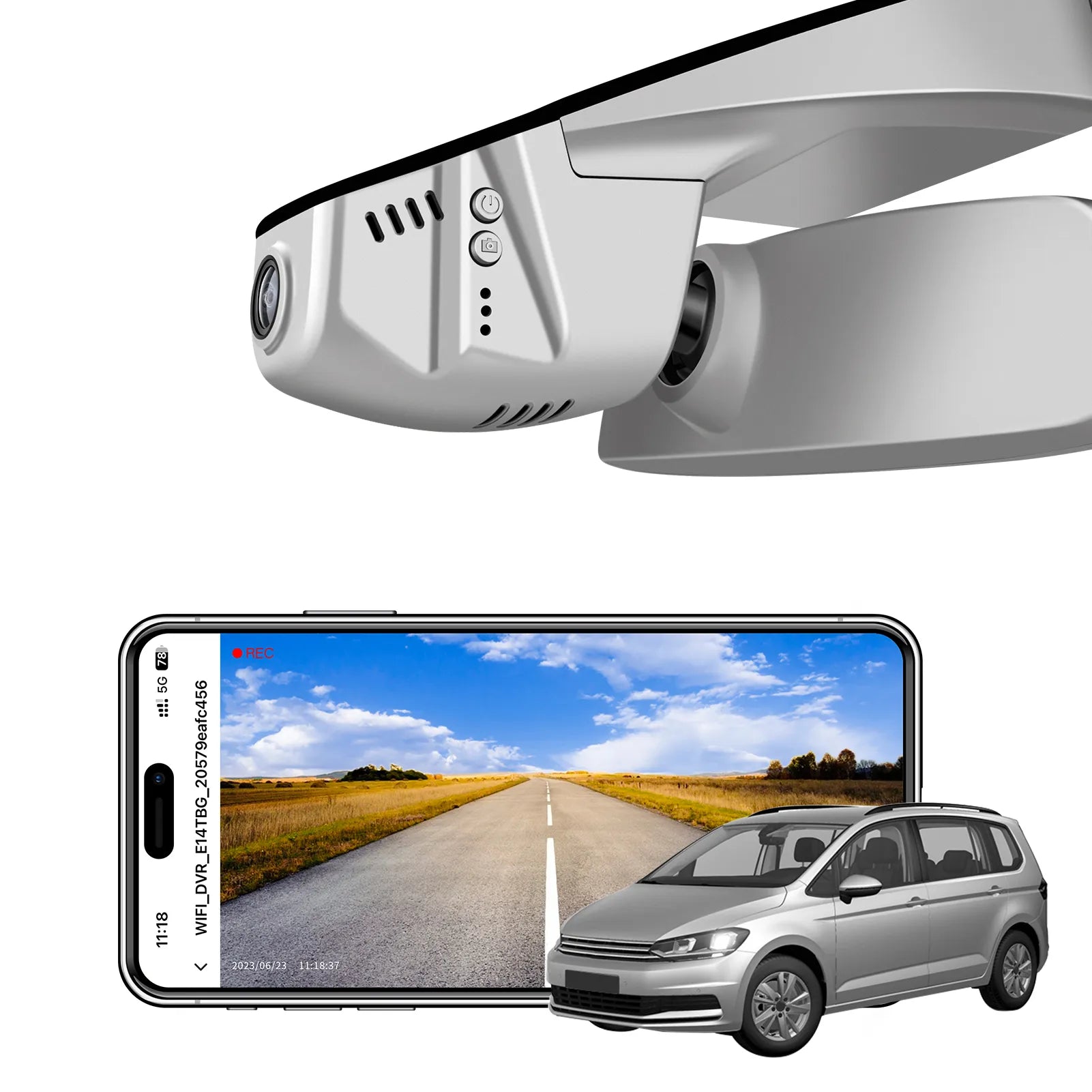 Mangoal Front 4K HDR Dash Cam STARVIS 2 IMX678, Custom Fit for Volkswagen Touran 2016-2024 (Model B Gray)