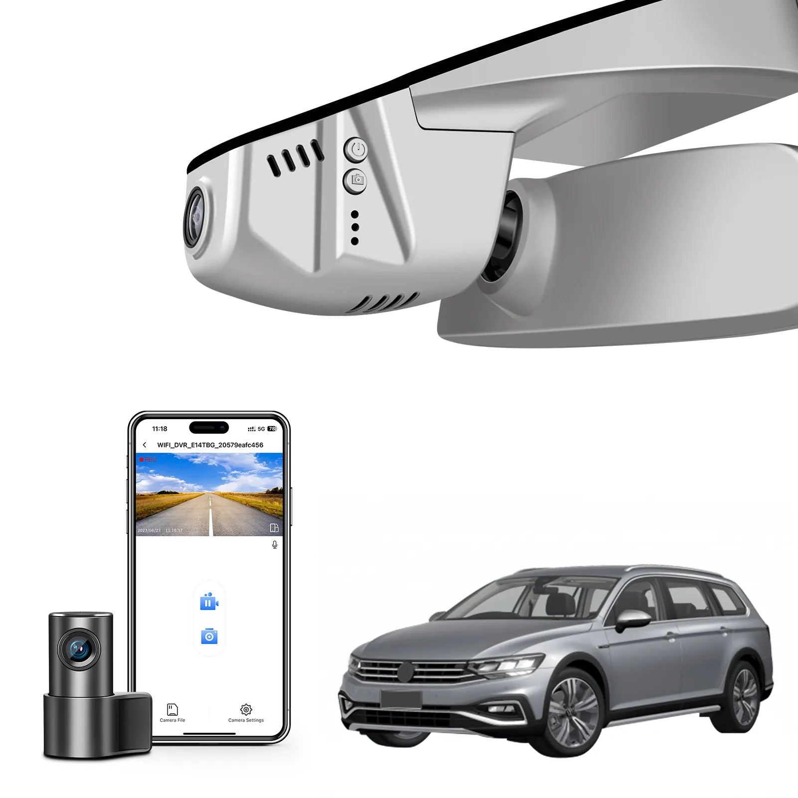 Mangoal 4K Front & 2K Rear 2 Channel HDR Dash Cam, Dual STARVIS 2 IMX678 IMX675, Custom Fit for Volkswagen Passat B8 2015-2024 (Model B Gray)