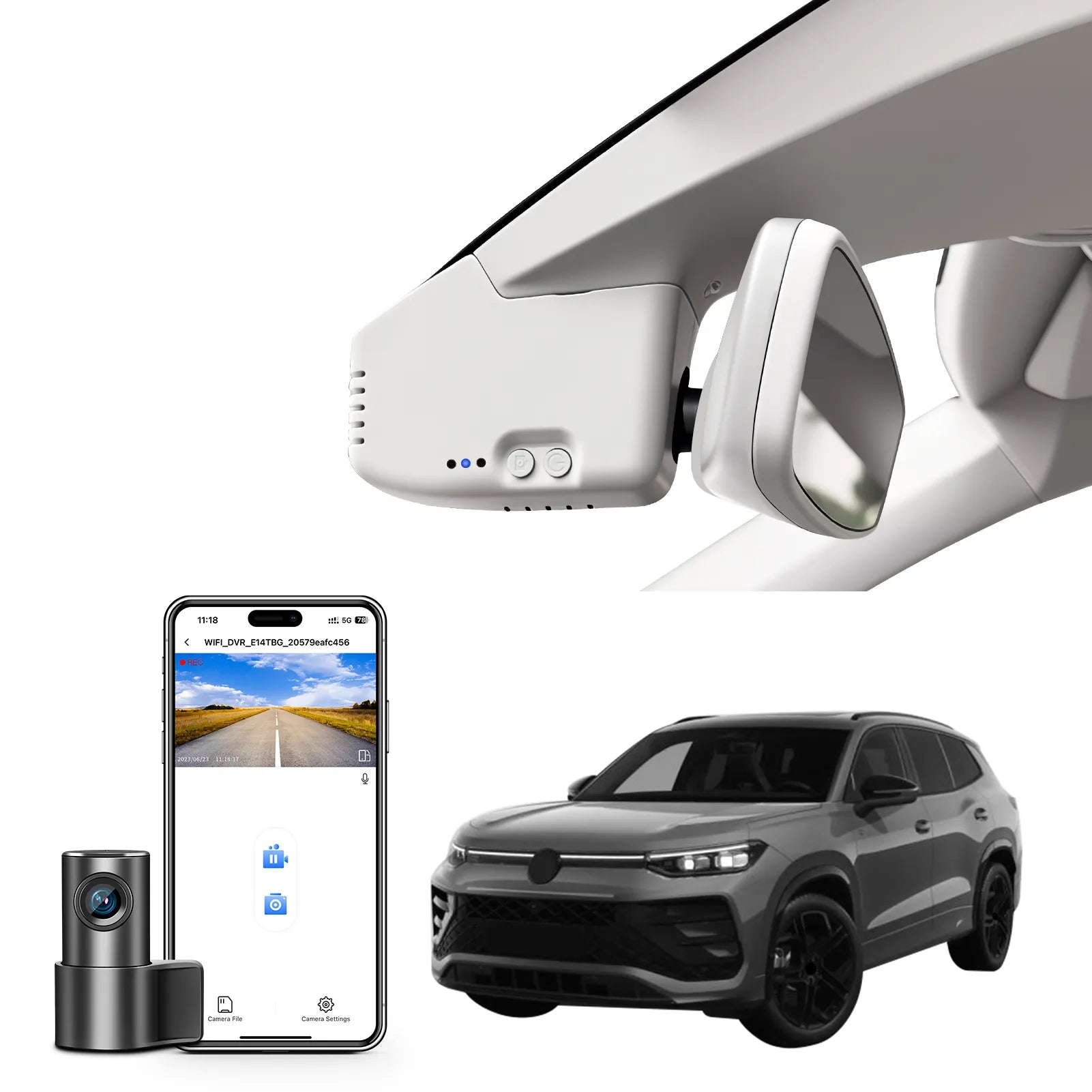 Mangoal 4K Front & 2K Rear 2 Channel HDR Dash Cam, Dual STARVIS 2 IMX678 IMX675, Custom Fit for Volkswagen Tayron 2019-2025(Model B Gray)