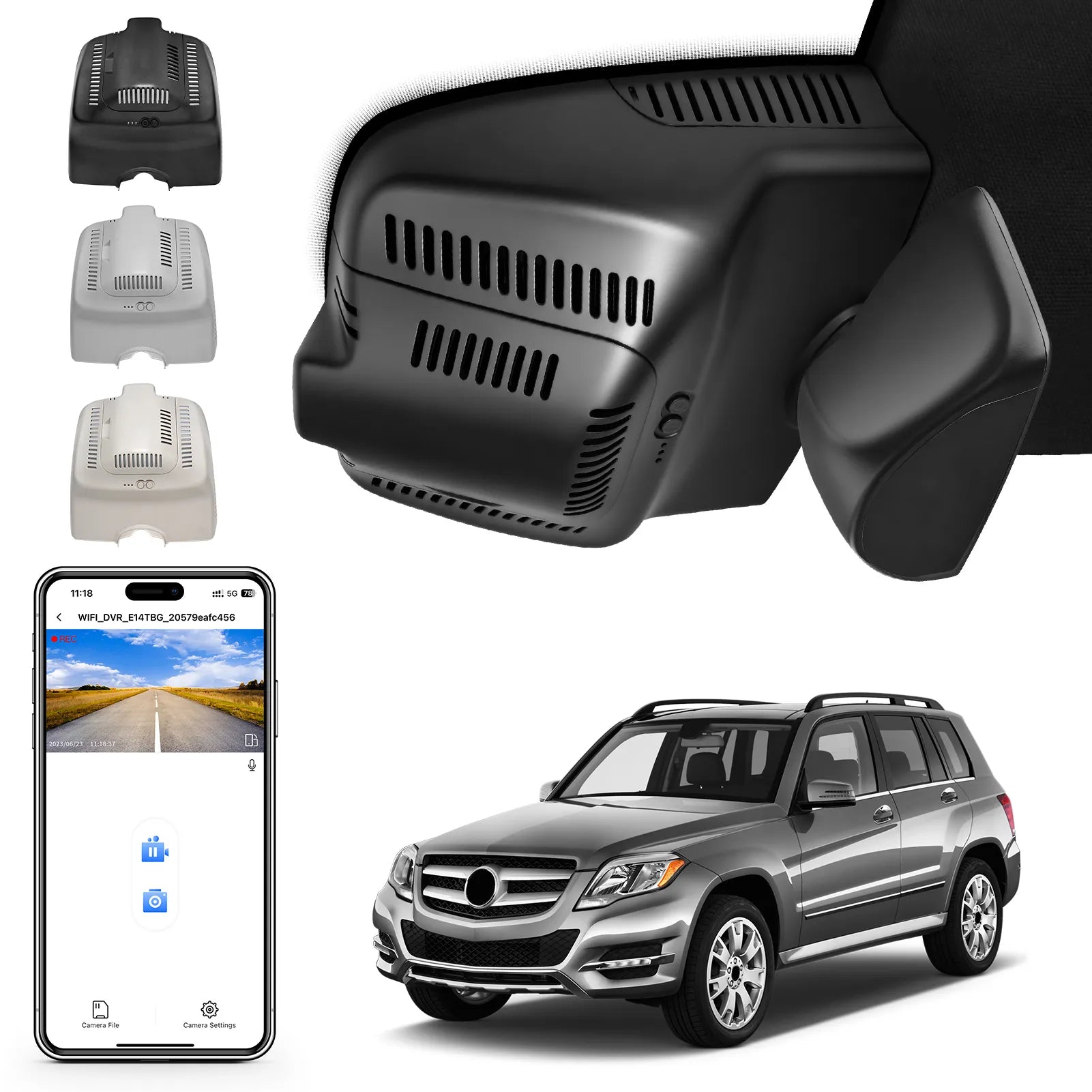 Mangoal 4K Front & 2K Rear 2 Channel HDR Dash Cam, Dual STARVIS 2 IMX678 IMX675 for Mercedes-Benz GLK X204 2010-2015(Model B Black)