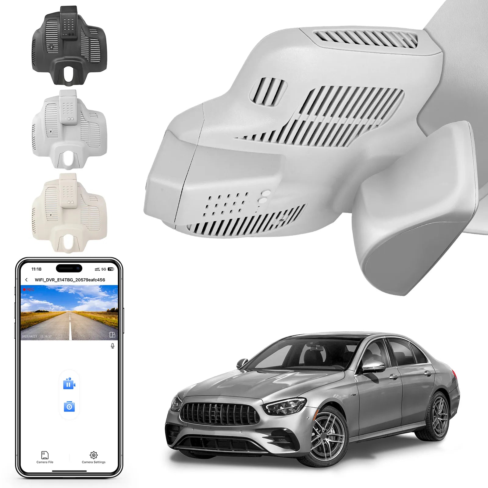 Mangoal Front 4K HDR Dash Cam STARVIS 2 IMX678, Custom for Mercedes-Benz E-Class W213 Gen5 E-Class 2017-2023 & E53 E63 AMG 2018-2024(Model C Gray)