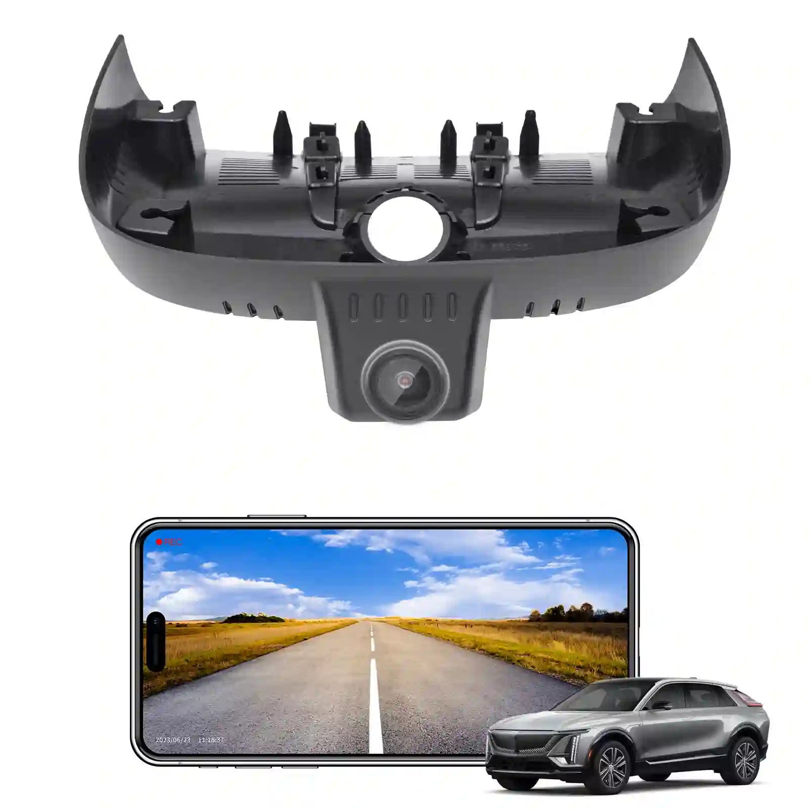 Car bumper protector with smartphone display front camera 