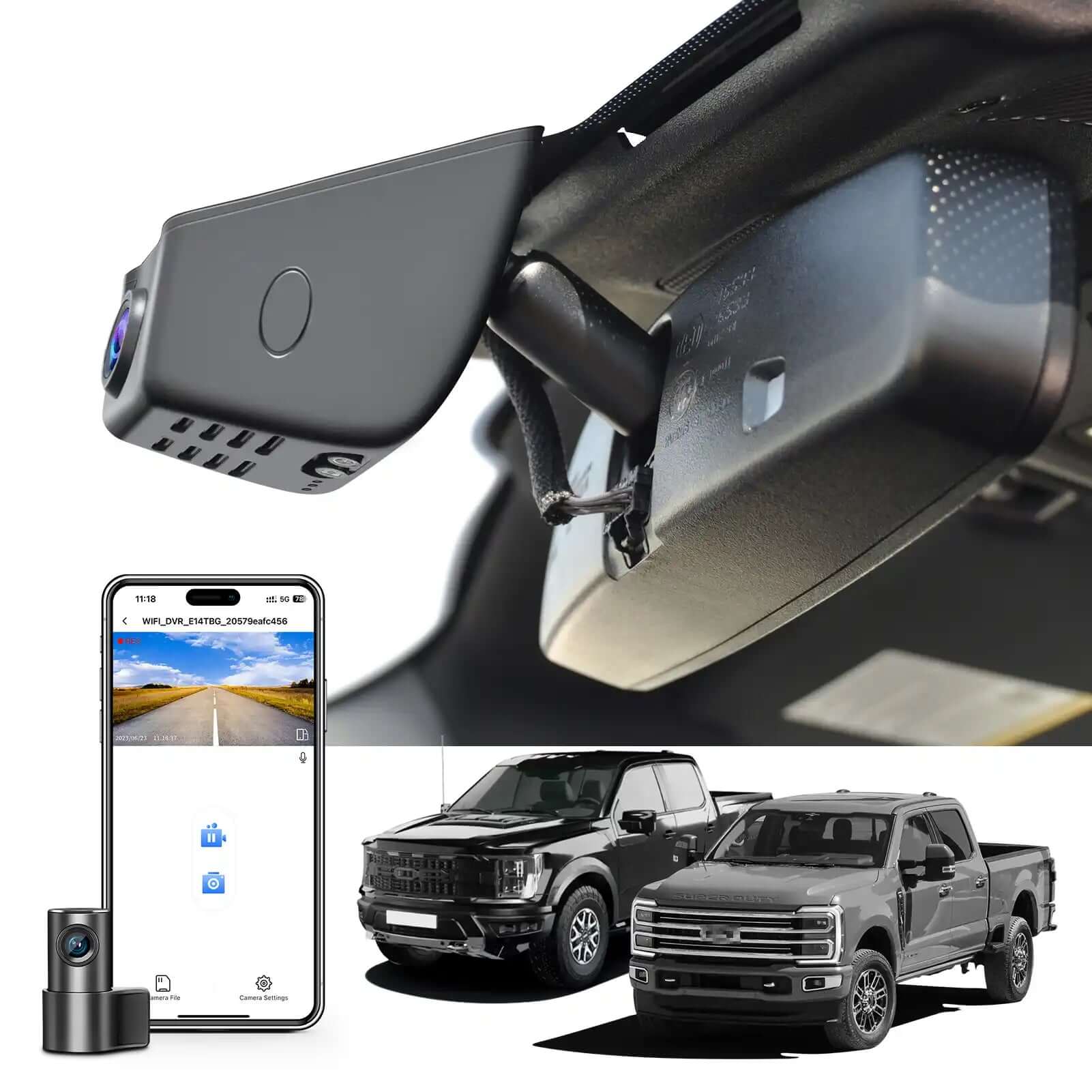 Ford F-series dash cam front 4k and rear 1080P dual 