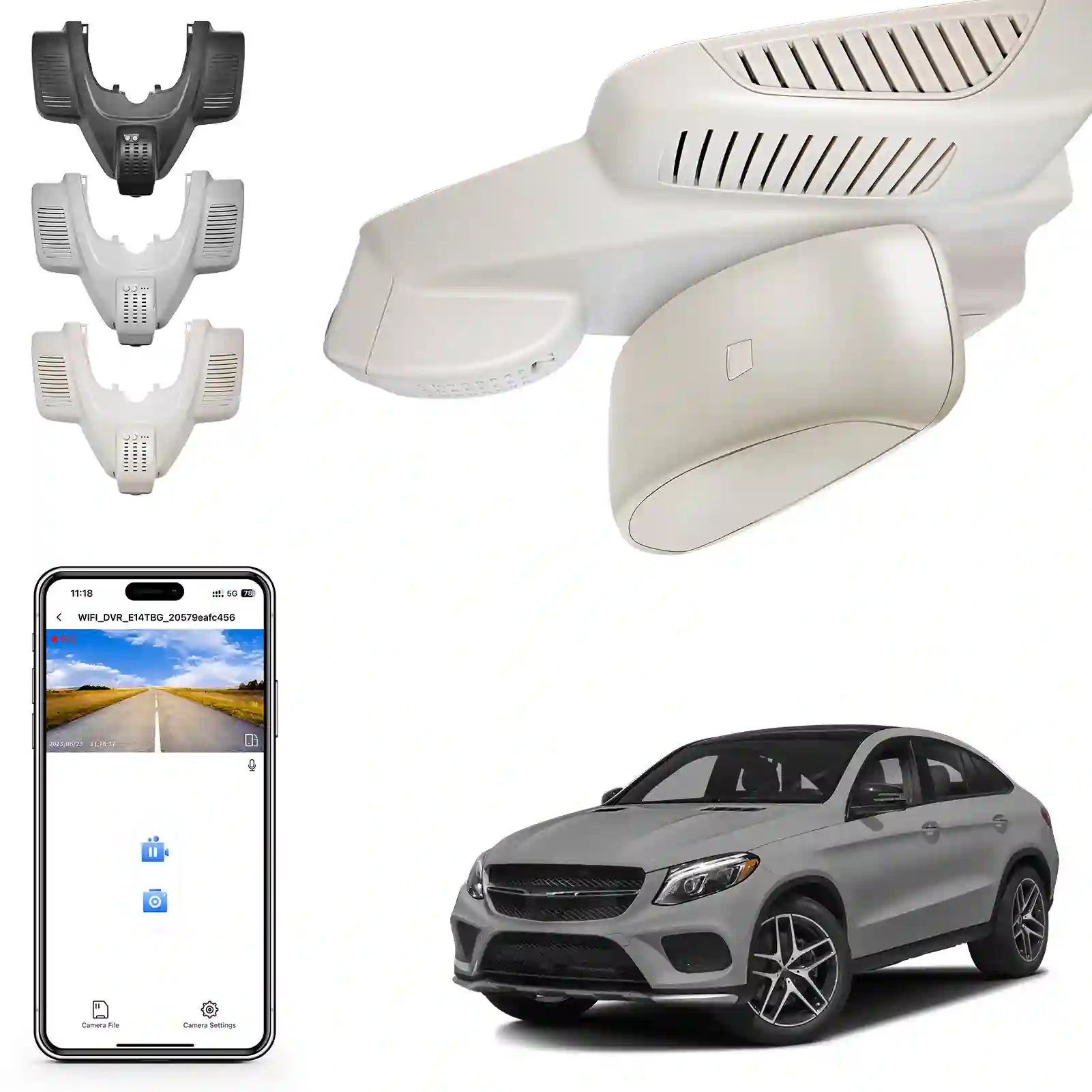 Mangoal 4K Dash Cam for Mercedes-Benz GLE (W166/C292) 2016-2019 & GLS(X166) 2017-2019 (Model B Beige)