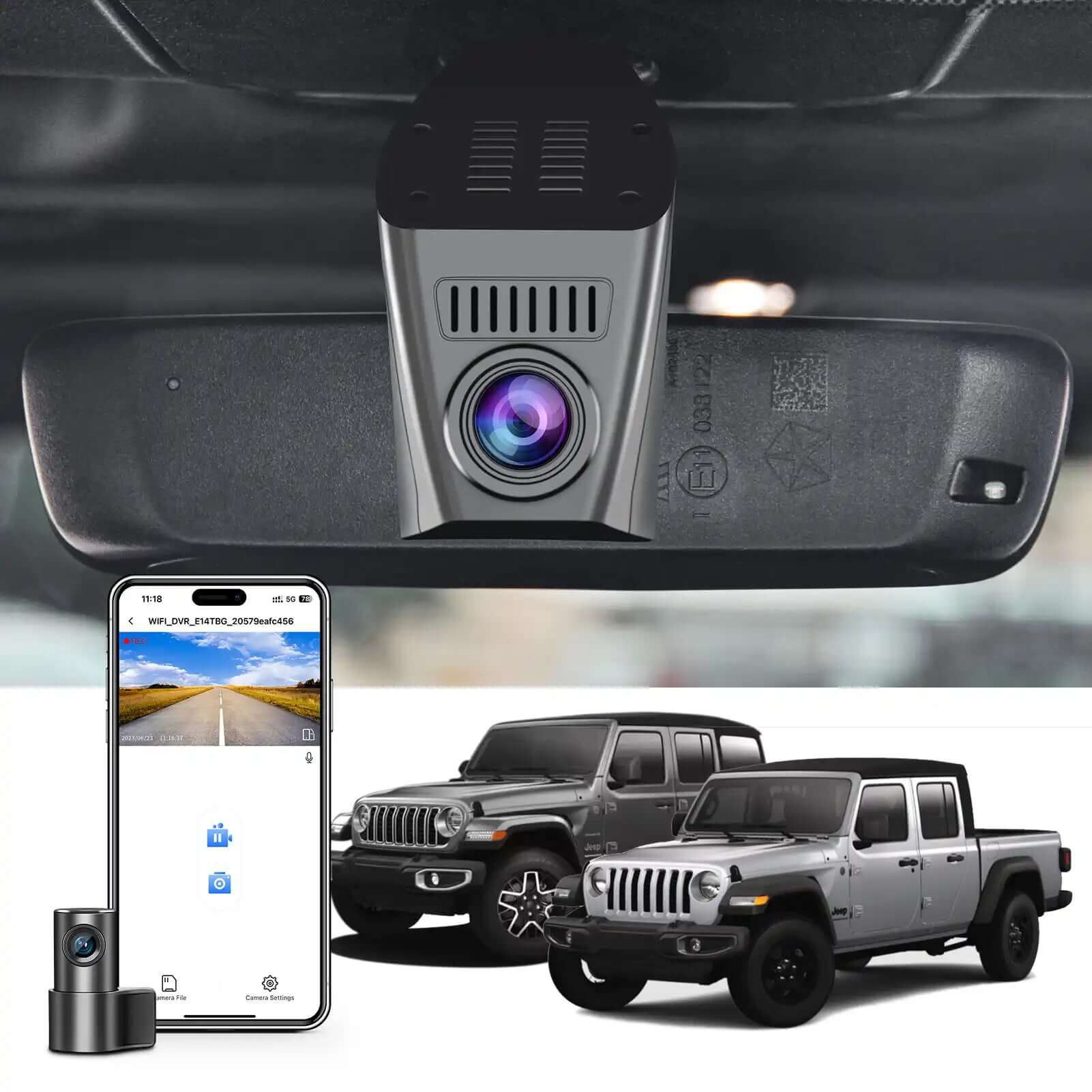 Jeep Wrangler Cherokee dash cam