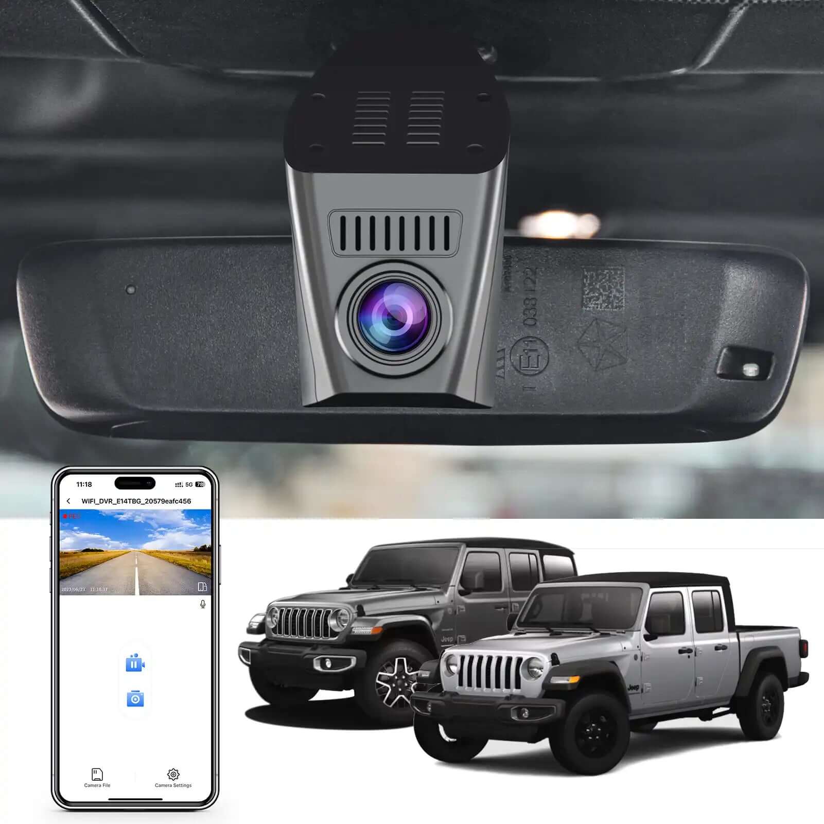 Jeep Wrangler Cherokee dash cam
