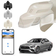 Car air freshener with smartphone app and car model on a white background