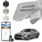 Car accessories including a phone with app interface, car parts, and a car