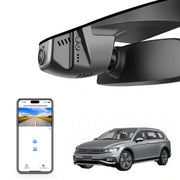 Car dashboard camera with smartphone app and car model 