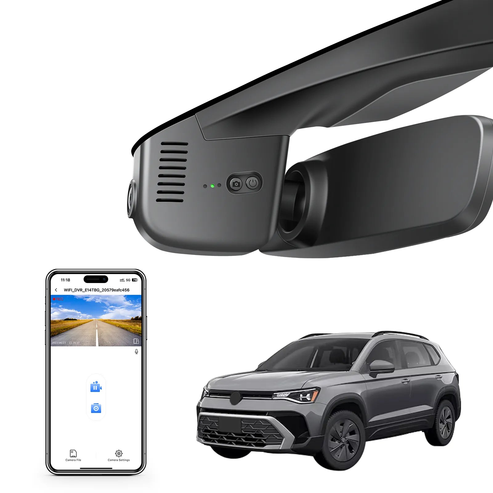 Mangoal Front 4K HDR Dash Cam STARVIS 2 IMX678, Custom Fit for Volkswagen Taos 2022-2025 S SE SEL(Model B Black)