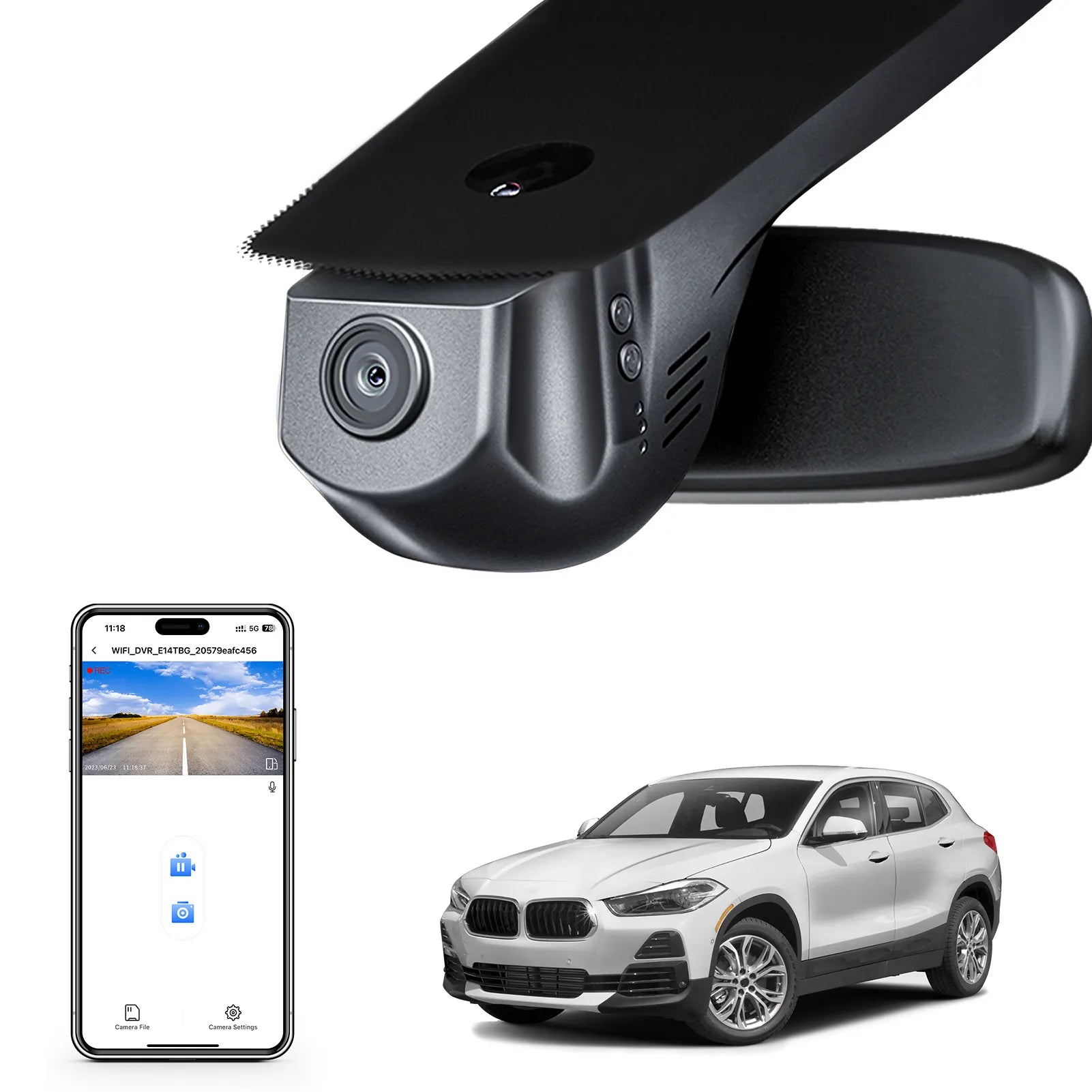 Mangoal STARVIS 2 Front 4K HDR Dash Cam IMX678, Custom Fit for BMW X2 F39 Gen1 2018-2023(Model A)