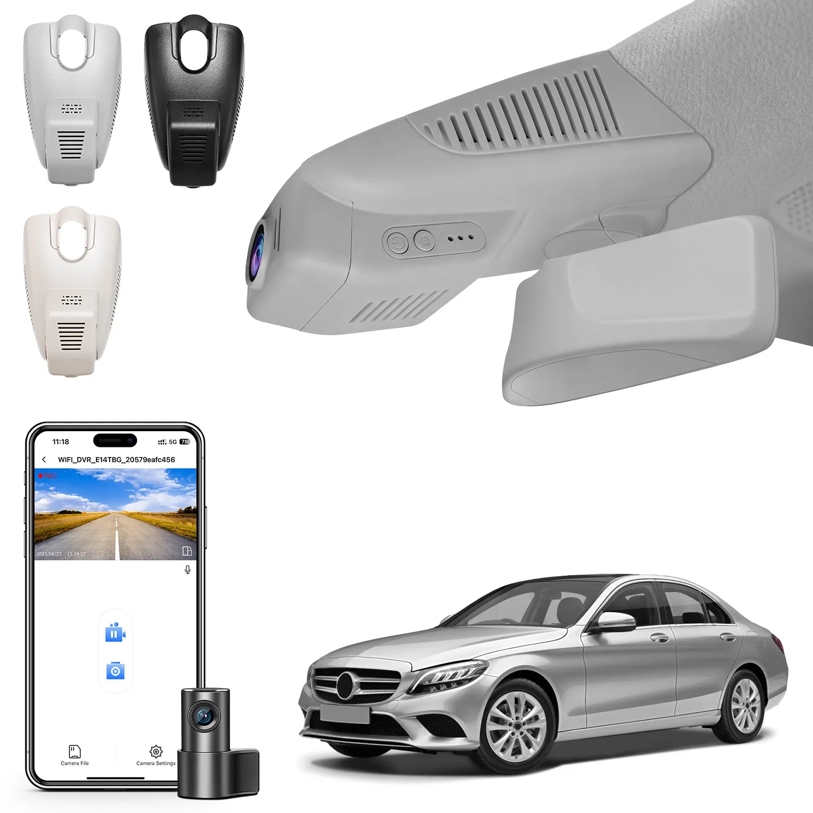 Mangoal 4K Front & 2K Rear 2 Channel HDR Dash Cam, Dual STARVIS 2 IMX678 IMX675 for Mercedes-Benz C-Class Gen4 W/S/C/A 205 2015-2021(Model A Gray), C200 C250 C300 etc